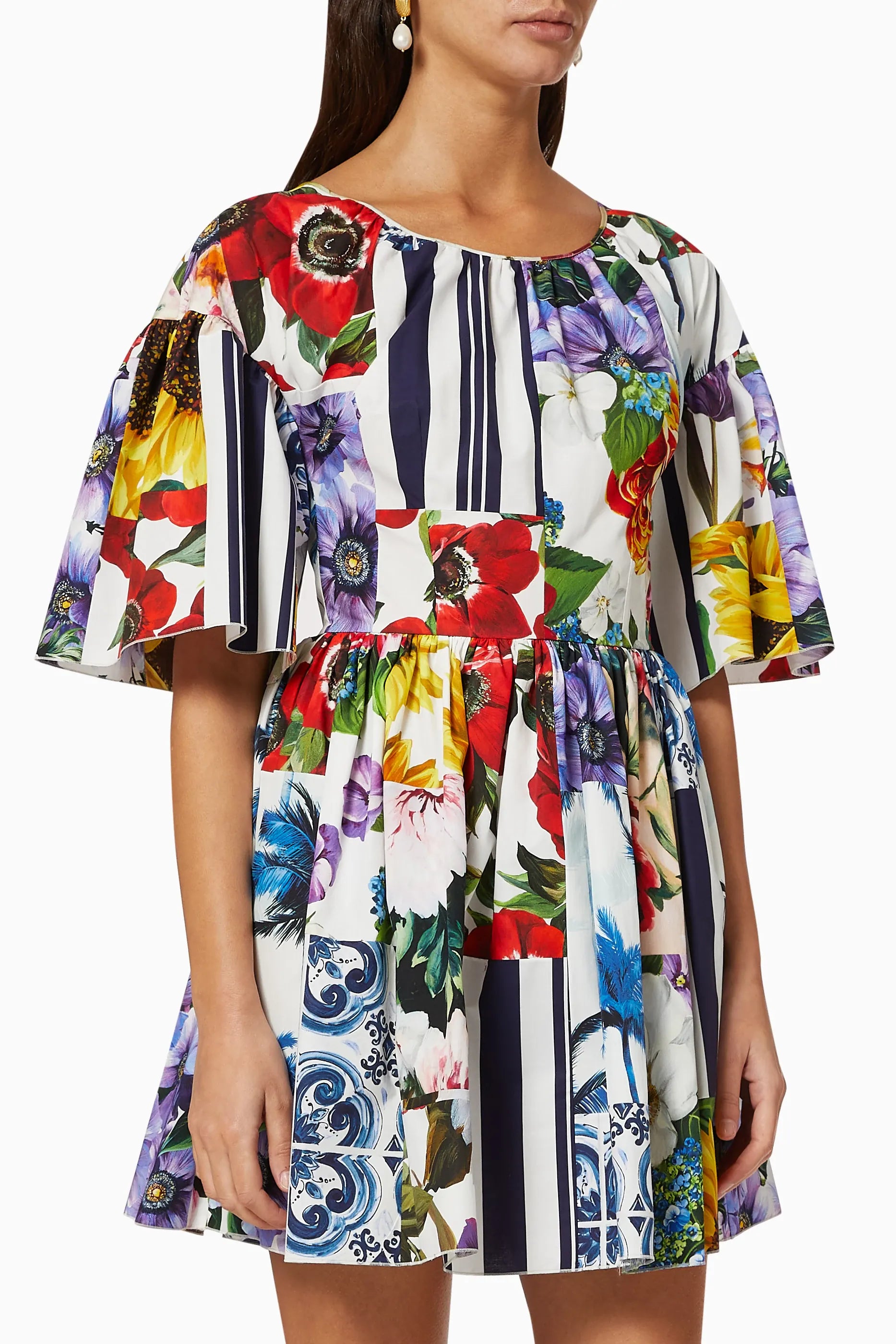 Dolce & Gabbana Patchwork Cotton Poplin Mini Dress
