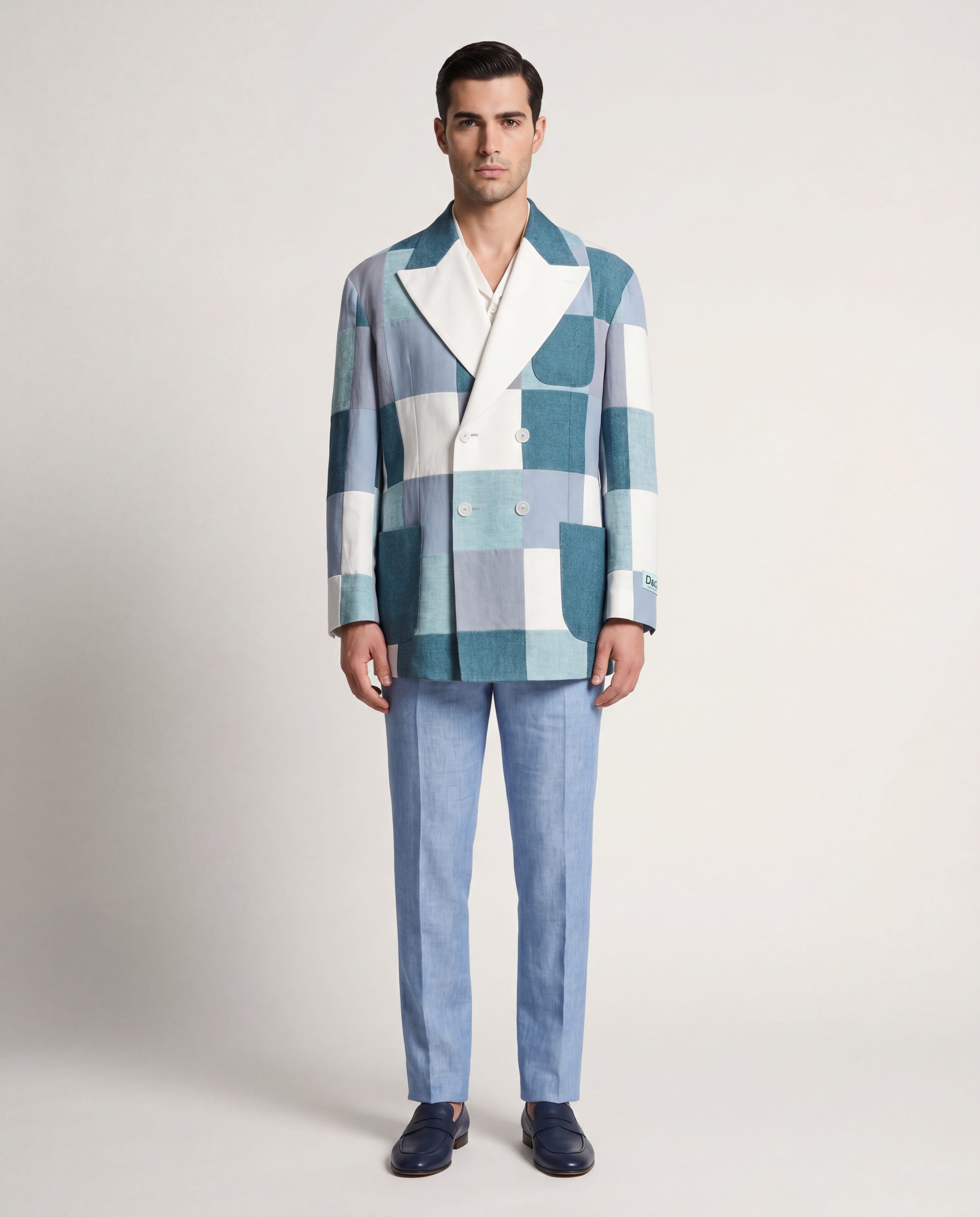 Dolce & Gabbana Patchwork Double Breasted Linen Blazer - alternate view