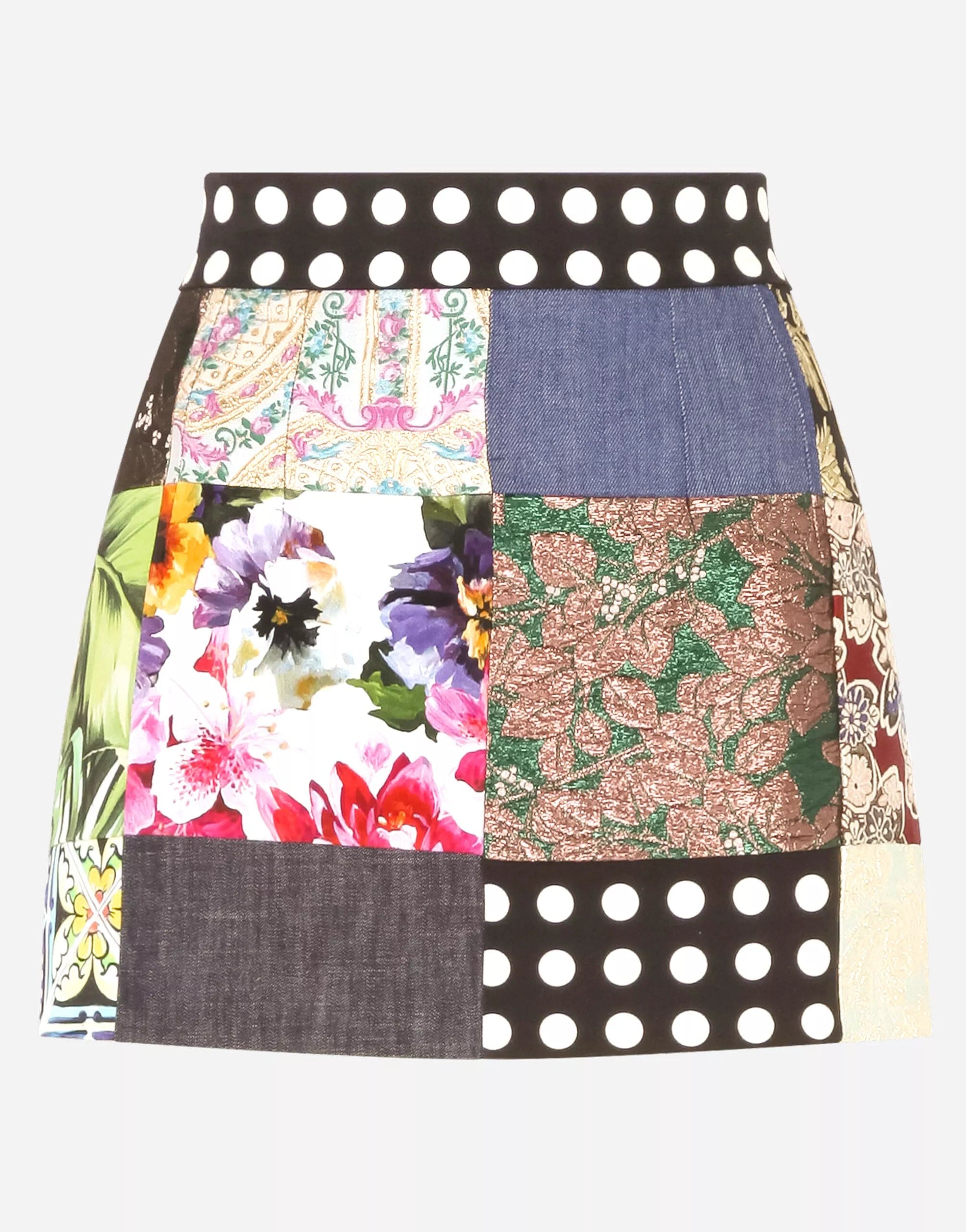 Dolce & Gabbana Patchwork Jacquard Cotton-Blend Miniskirt