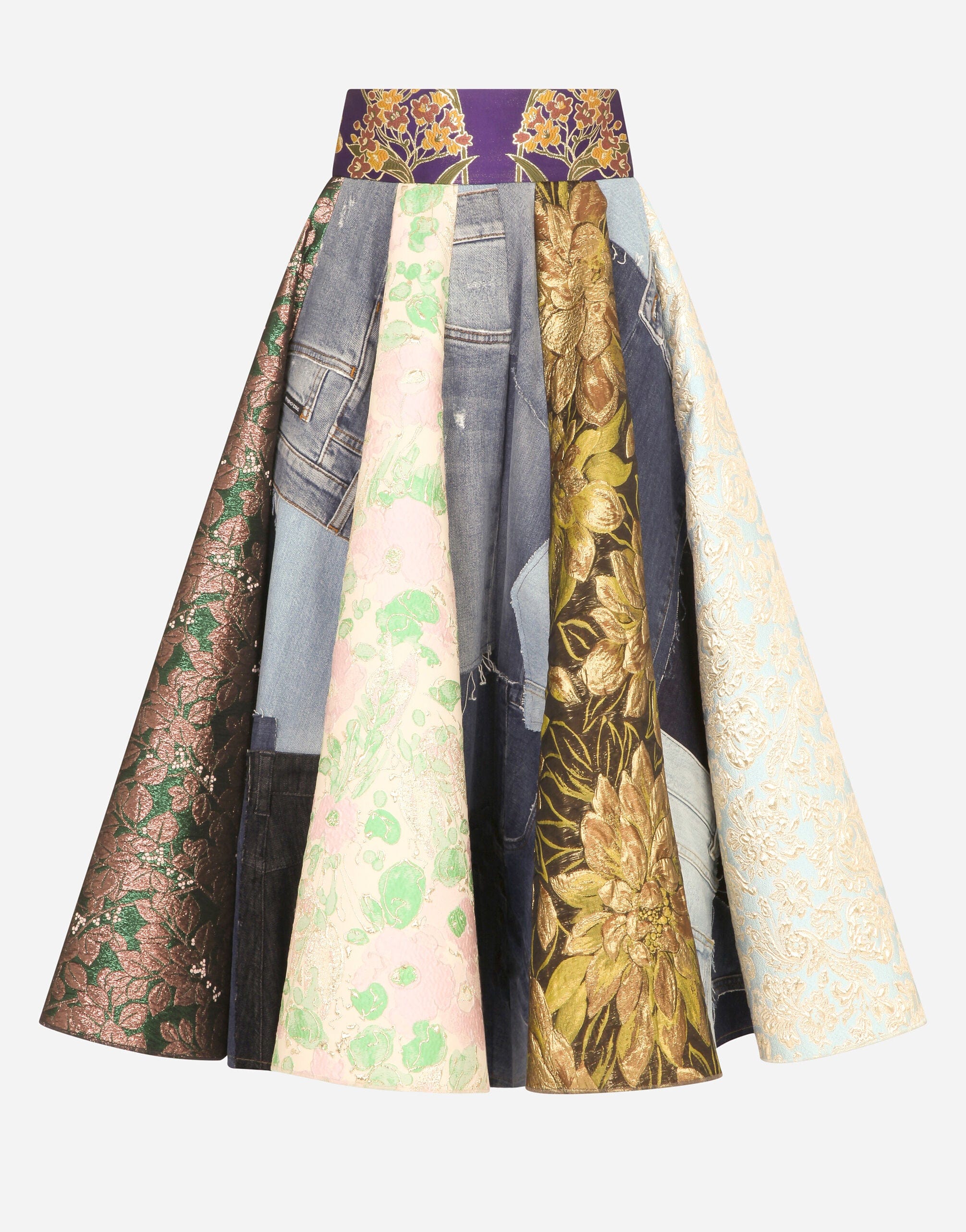 Dolce & Gabbana Patchwork Jacquard Midi Skirt