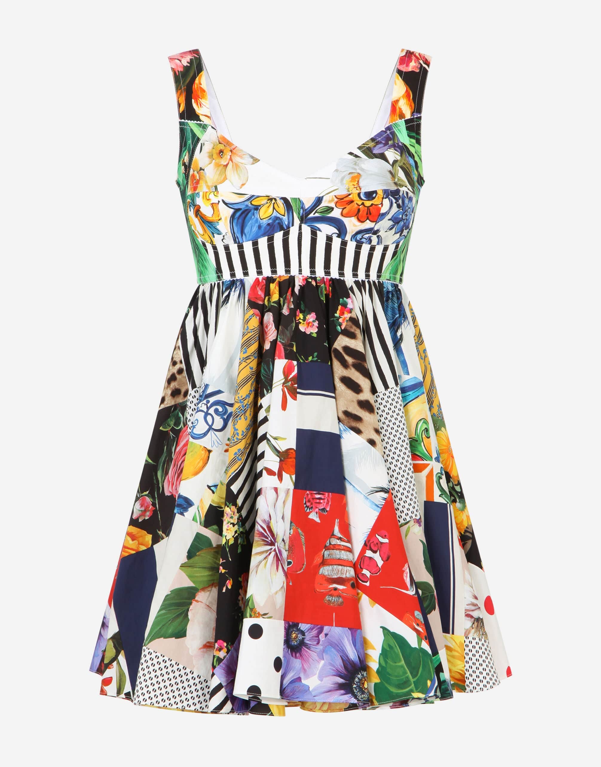 Dolce & Gabbana Patchwork Poplin Short Dress