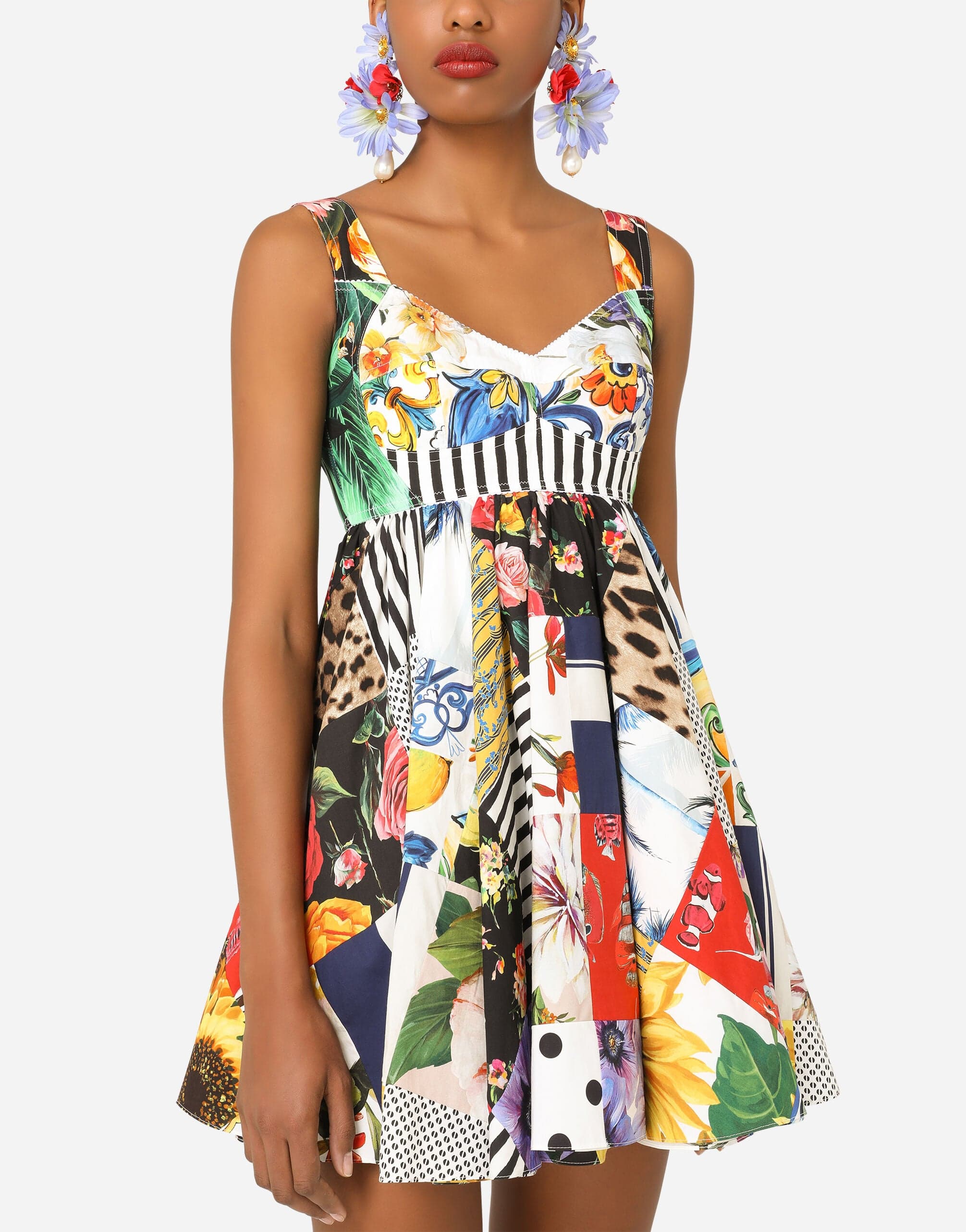 Dolce & Gabbana Patchwork Poplin Short Dress