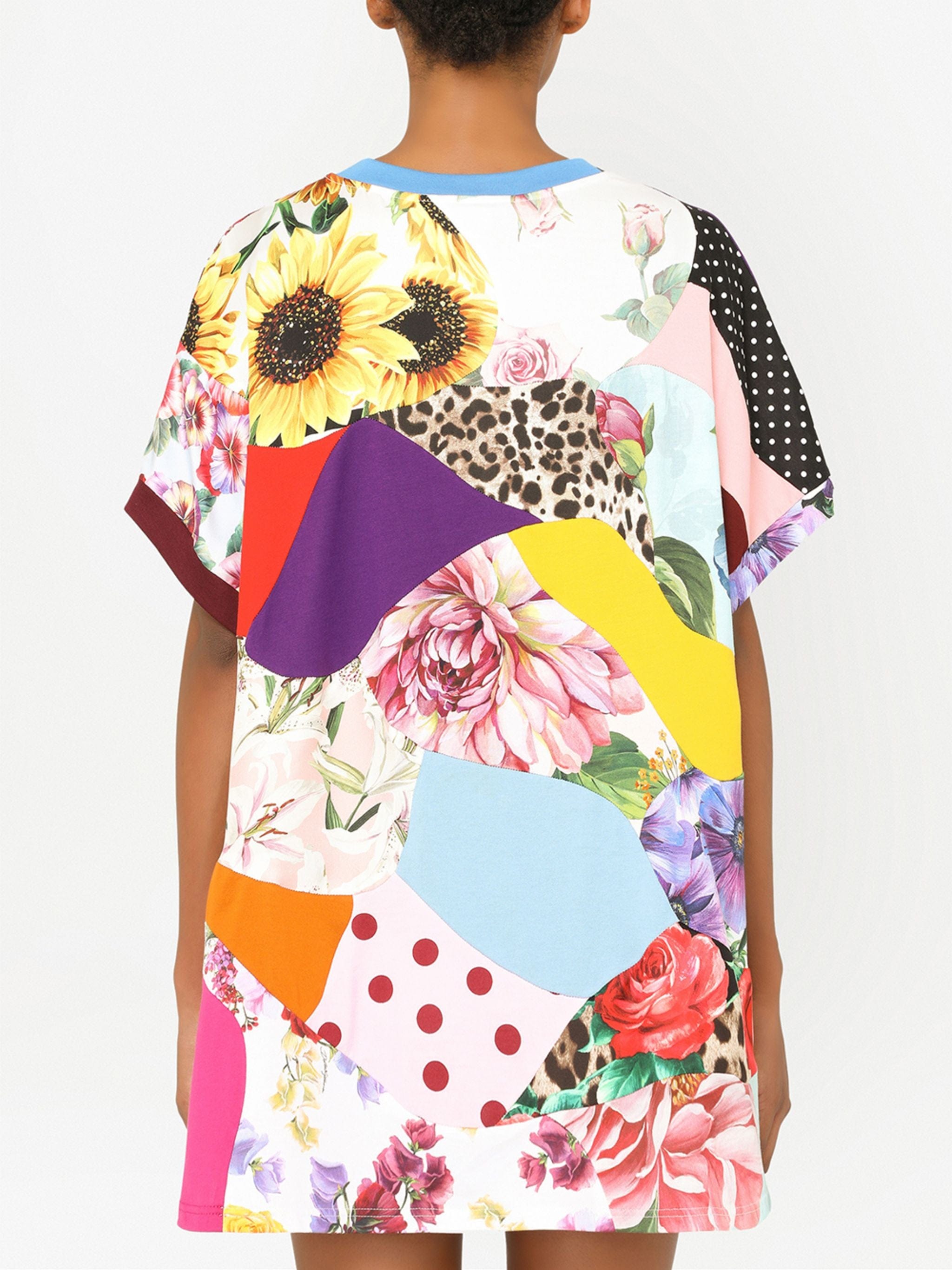 Dolce & Gabbana Patchwork Silk-Blend T-Shirt