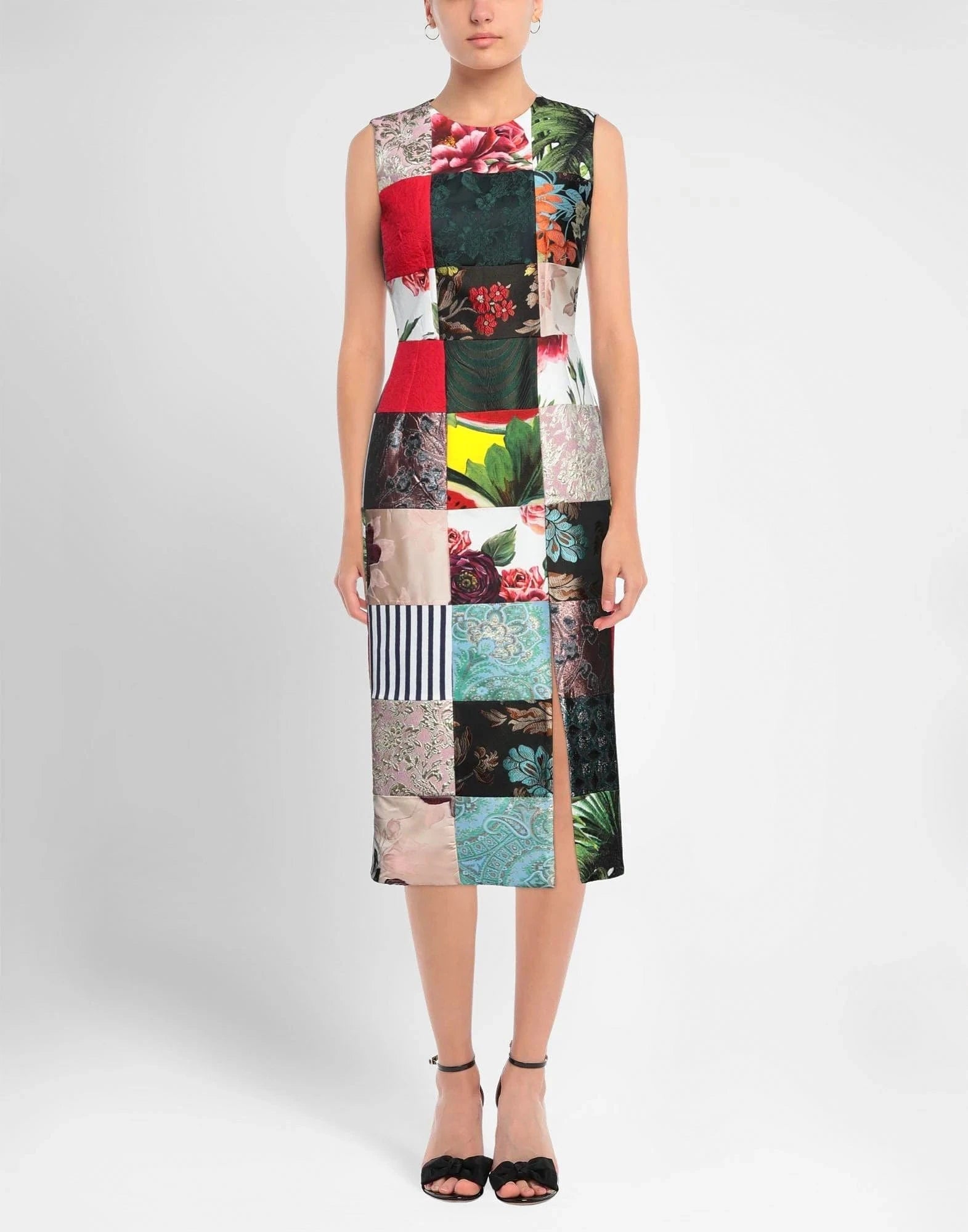 Dolce & Gabbana Patchwork Sleeveless Midi Dress