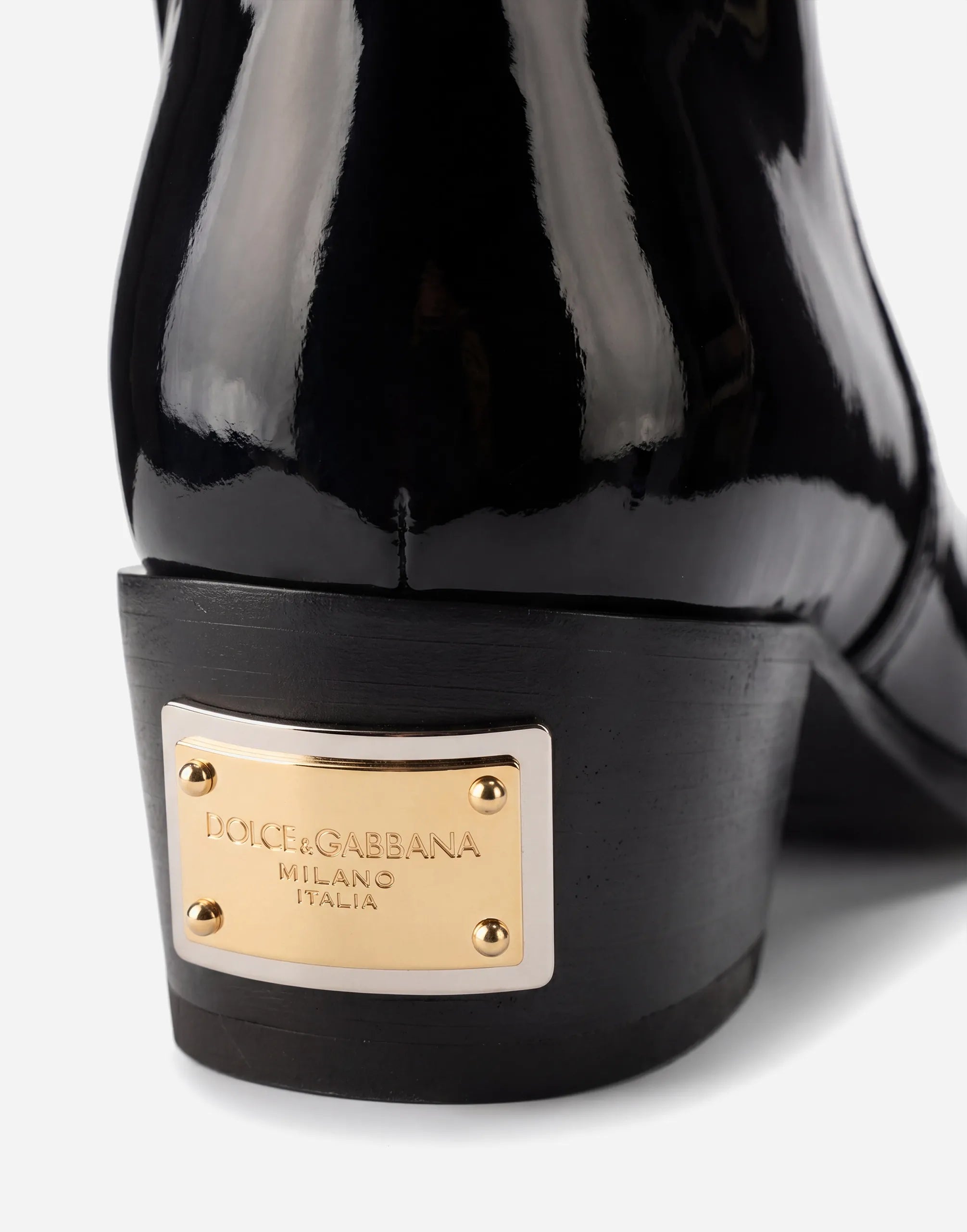 Dolce & Gabbana Dolce & Gabbana Patent Leather Logo Plaque Knee High Boots