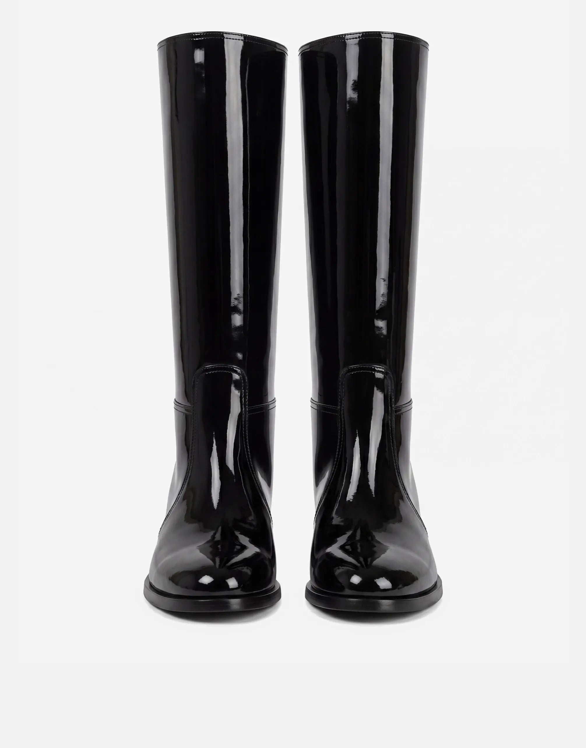 Dolce & Gabbana Dolce & Gabbana Patent Leather Logo Plaque Knee High Boots