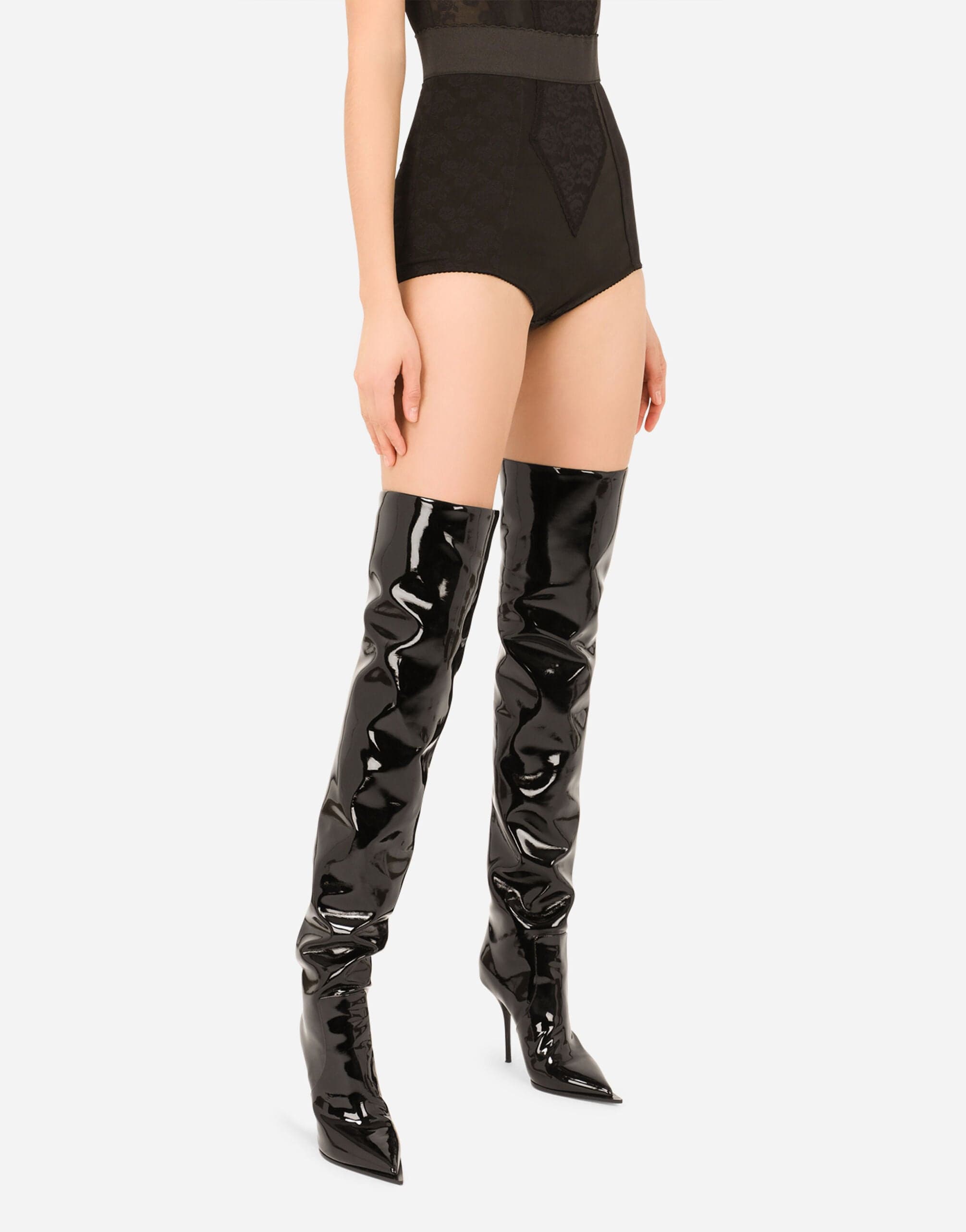 Patent Leather Thigh-High Boots - alternate view