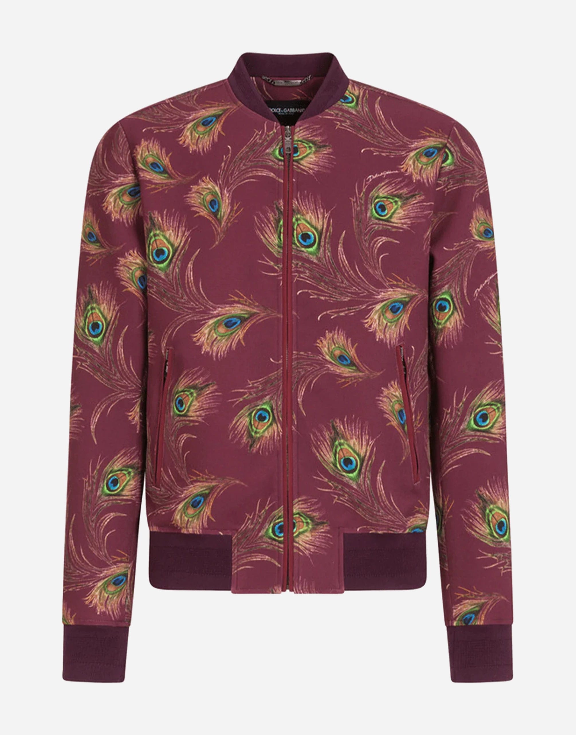 Dolce & Gabbana Peacock Feather Print Bomber Jacket