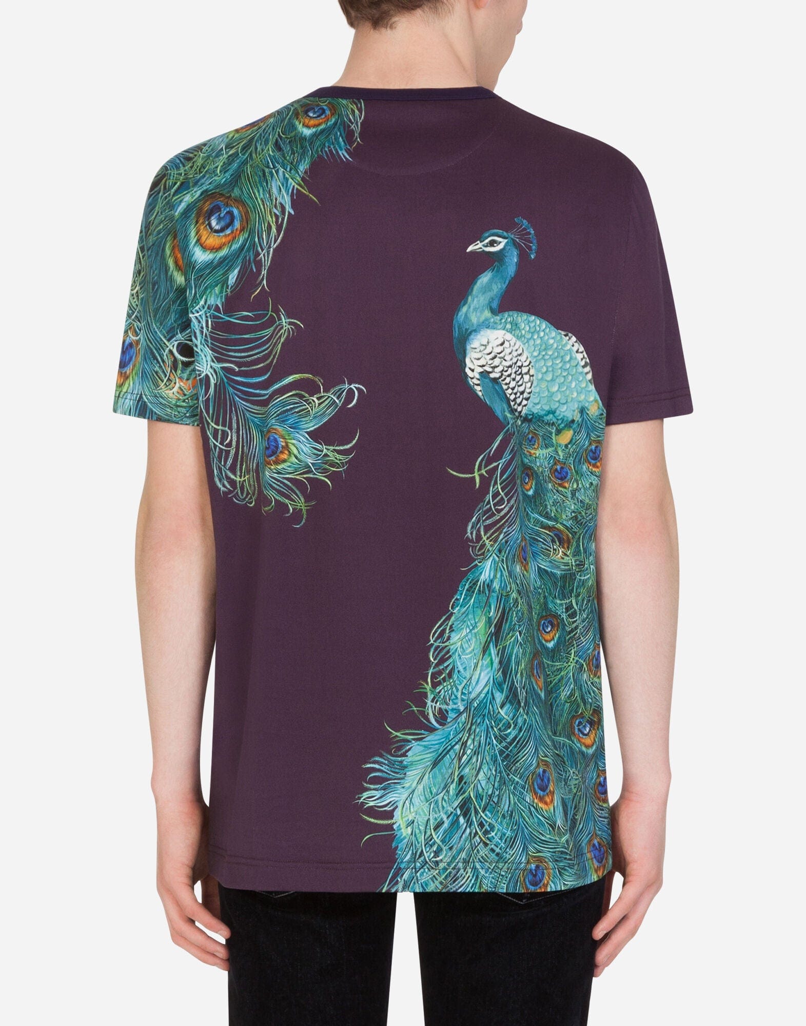 Dolce & Gabbana Peacock Print Cotton T-Shirt