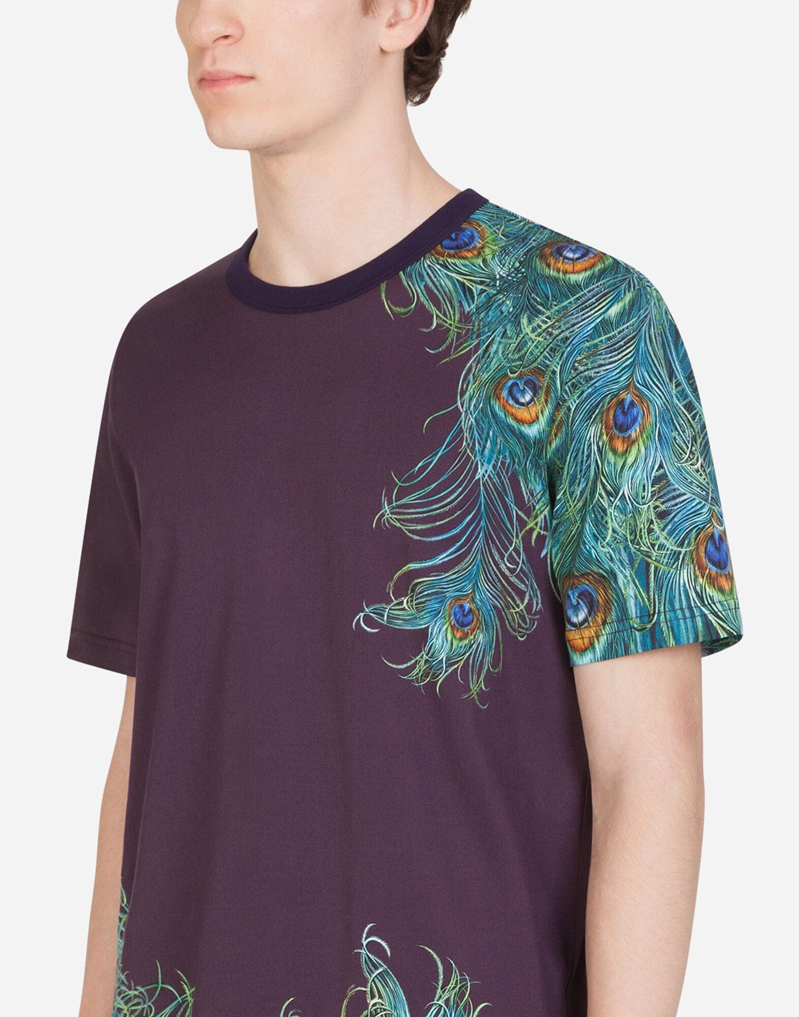 Dolce & Gabbana Peacock Print Cotton T-Shirt