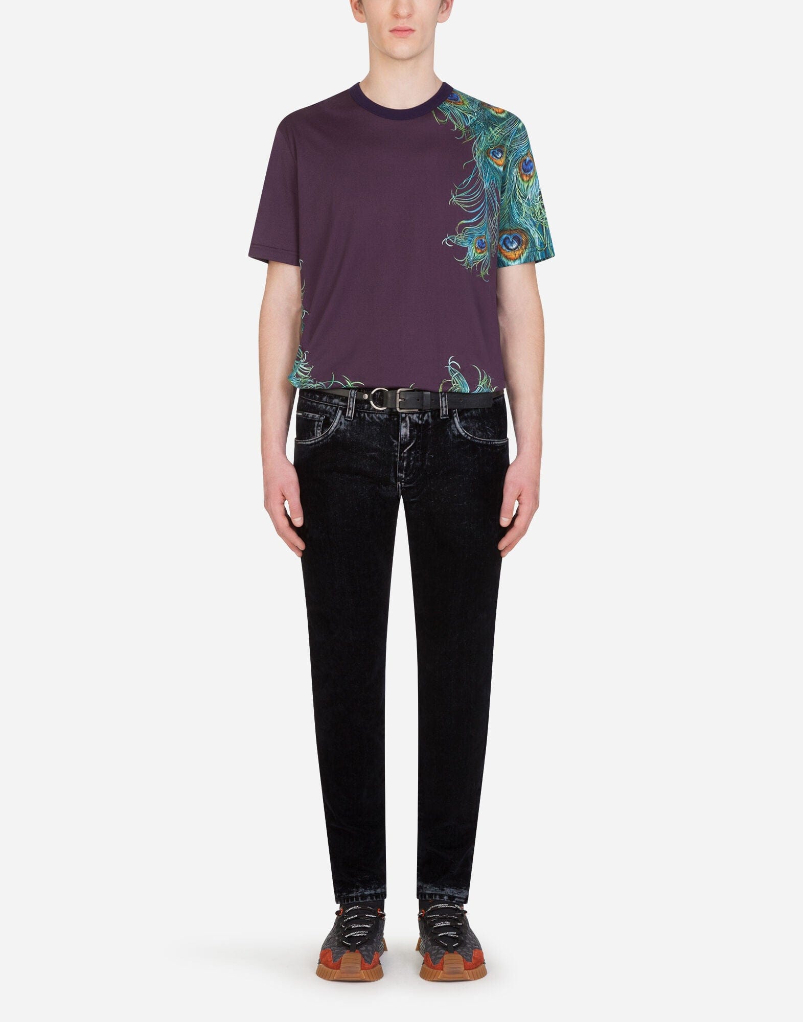 Dolce & Gabbana Peacock Print Cotton T-Shirt