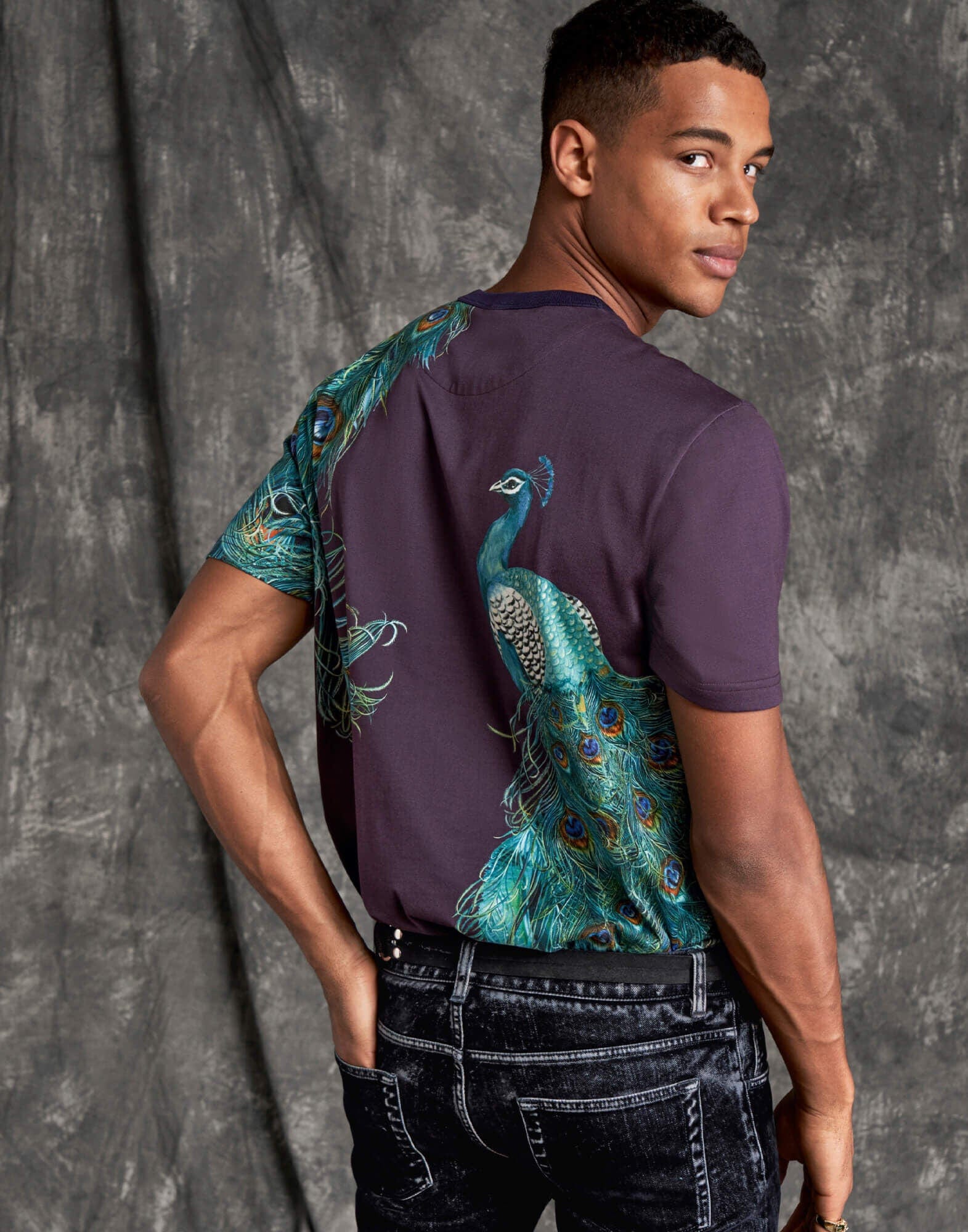 Dolce & Gabbana Peacock Print Cotton T-Shirt