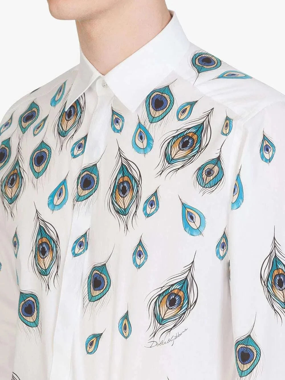 Dolce & Gabbana Peacock-Print Long-Sleeve Shirt