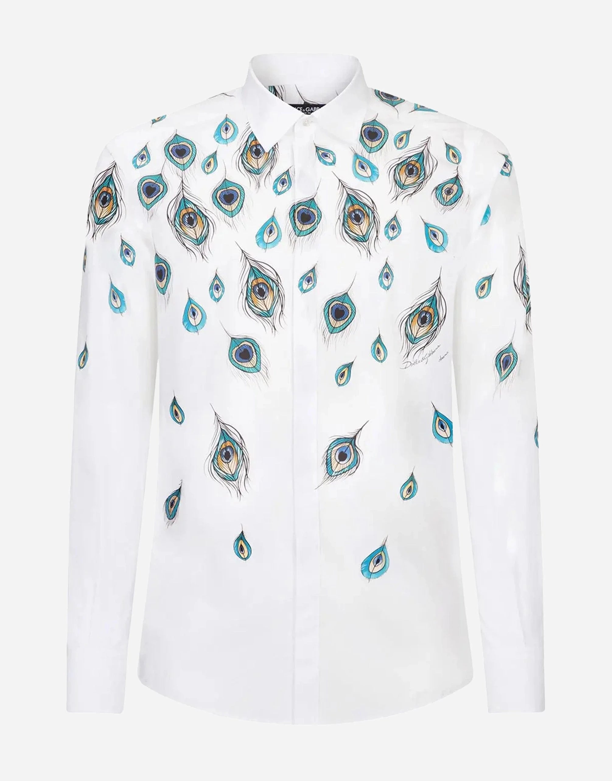 Dolce & Gabbana Peacock-Print Long-Sleeve Shirt