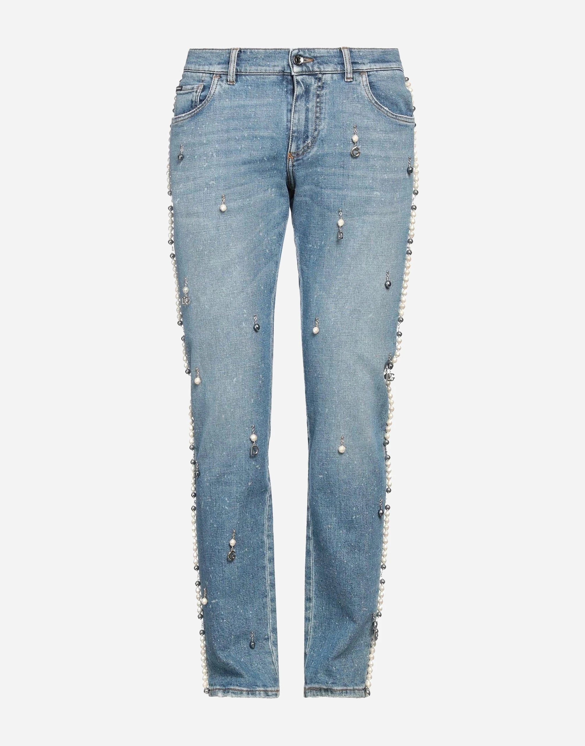 Dolce & Gabbana Pearl Embellished Jeans
