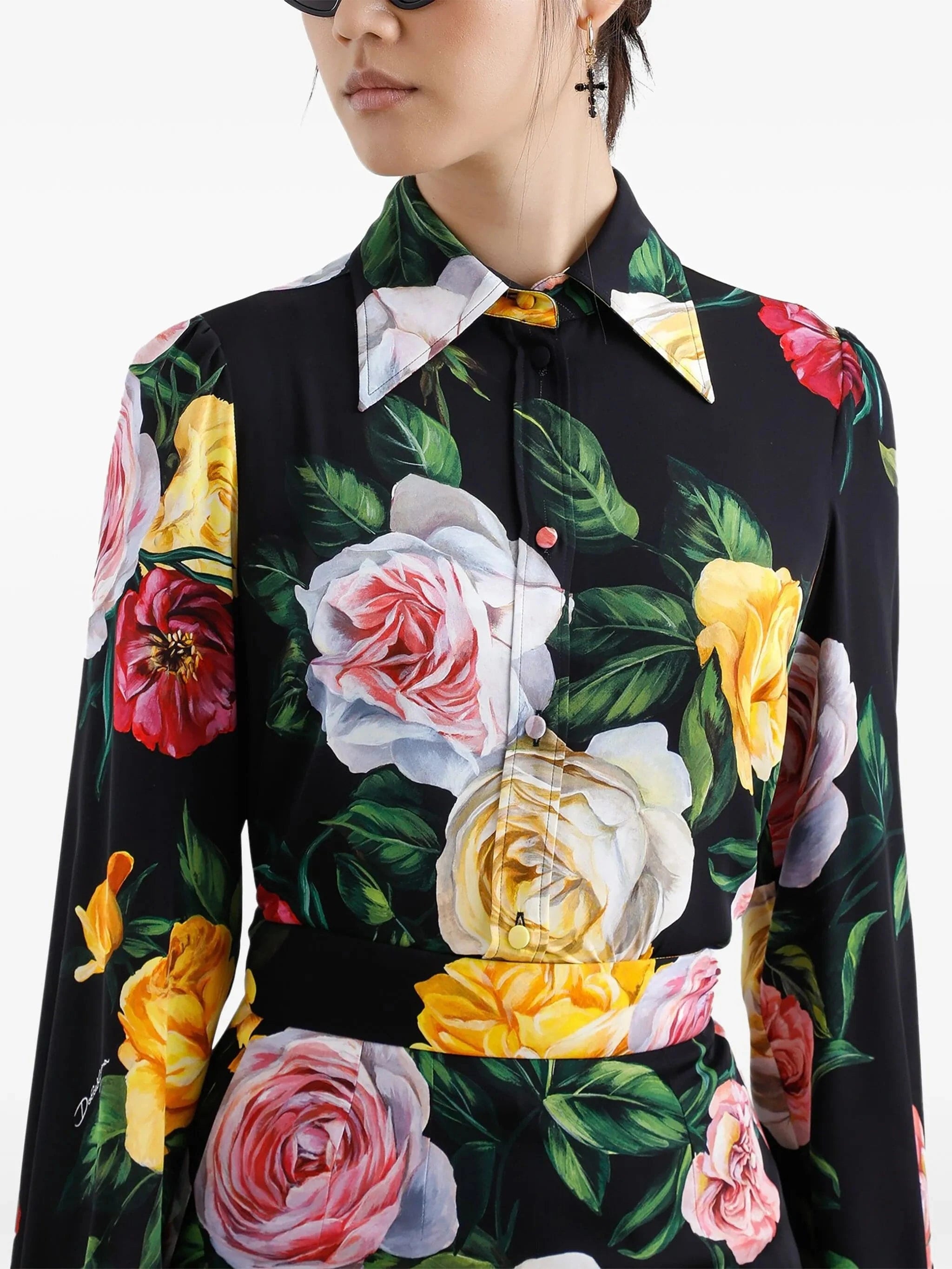 Dolce & Gabbana Peony And Rose-Print Silk Shirt