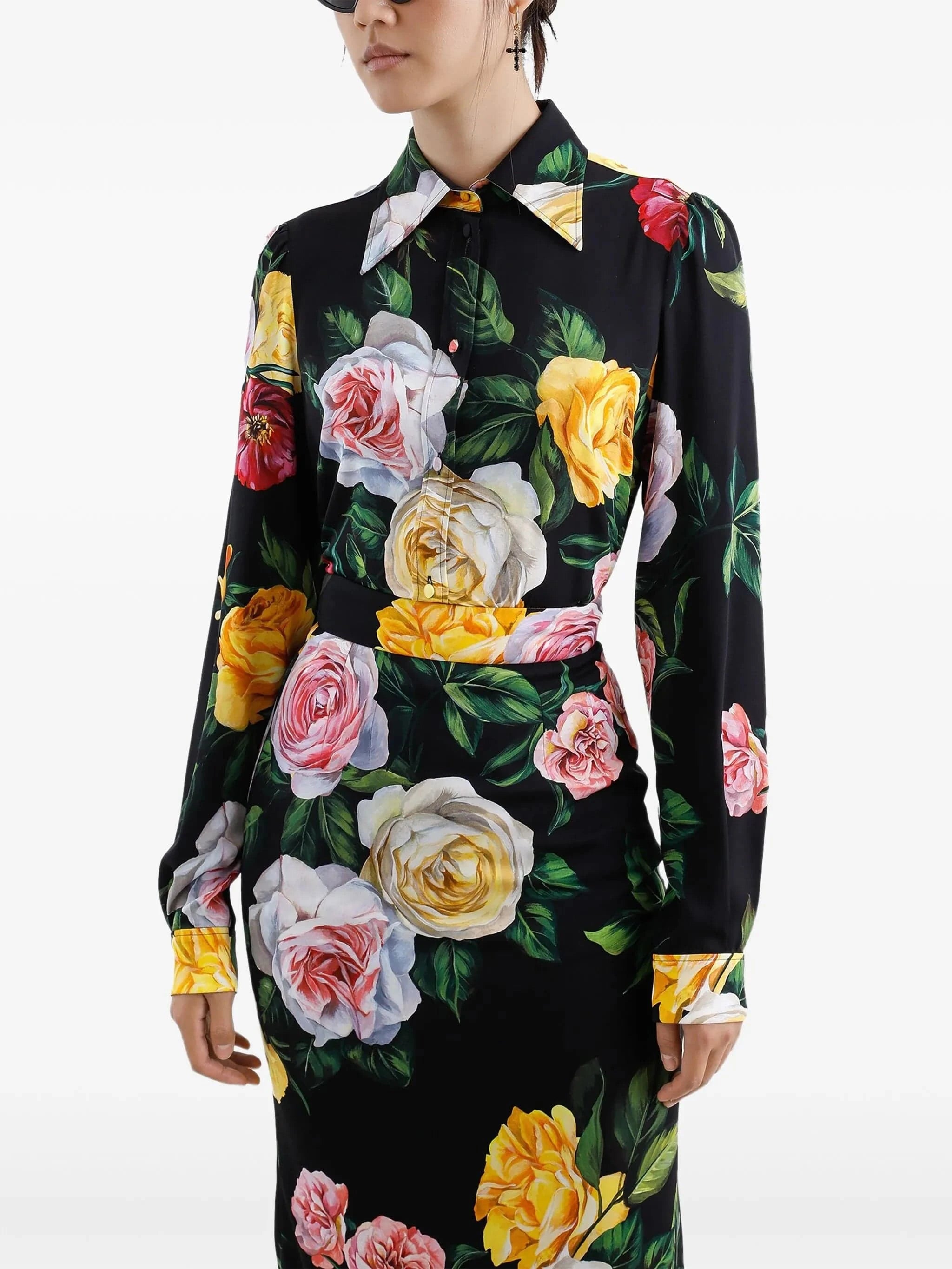 Dolce & Gabbana Peony And Rose-Print Silk Shirt