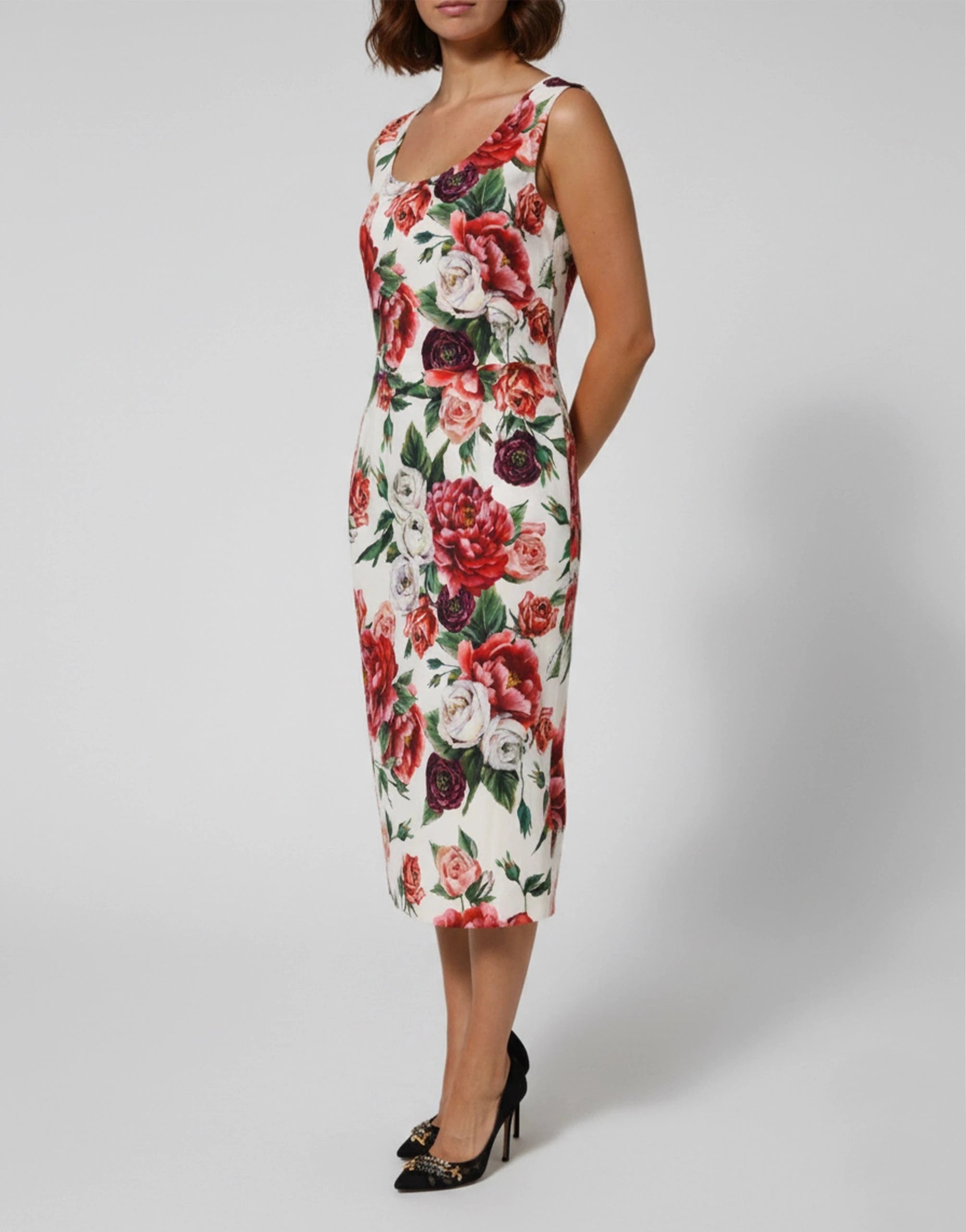 Dolce & Gabbana Peony-Print Sheath Dress