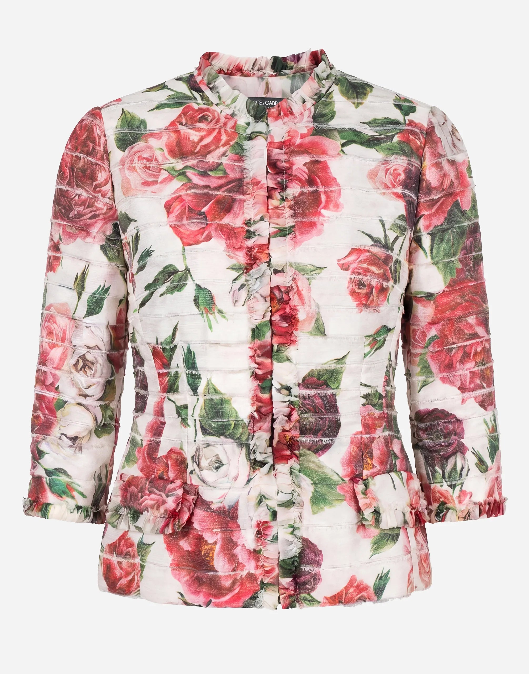 Dolce & Gabbana Peony-Print Silk Blend Jacket