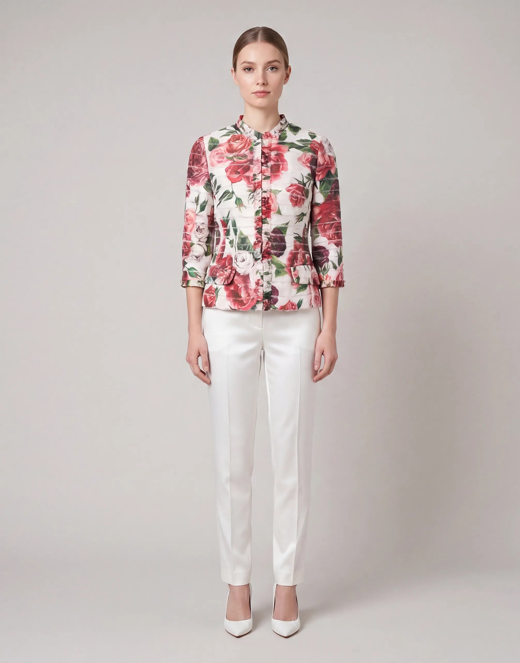 Peony-Print Silk Blend Jacket - alternate view