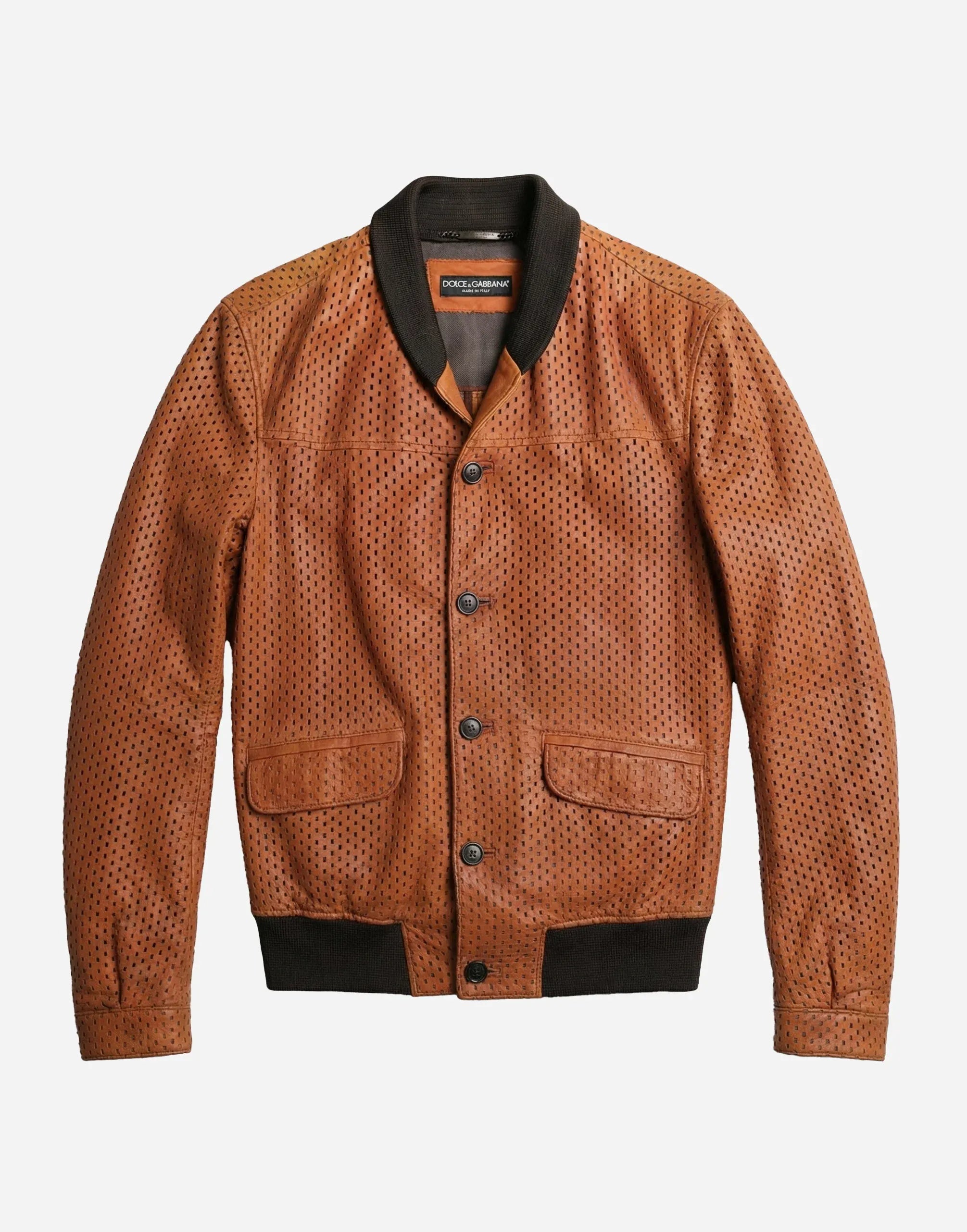 Dolce & Gabbana Perforated Leather Bomber Jacket