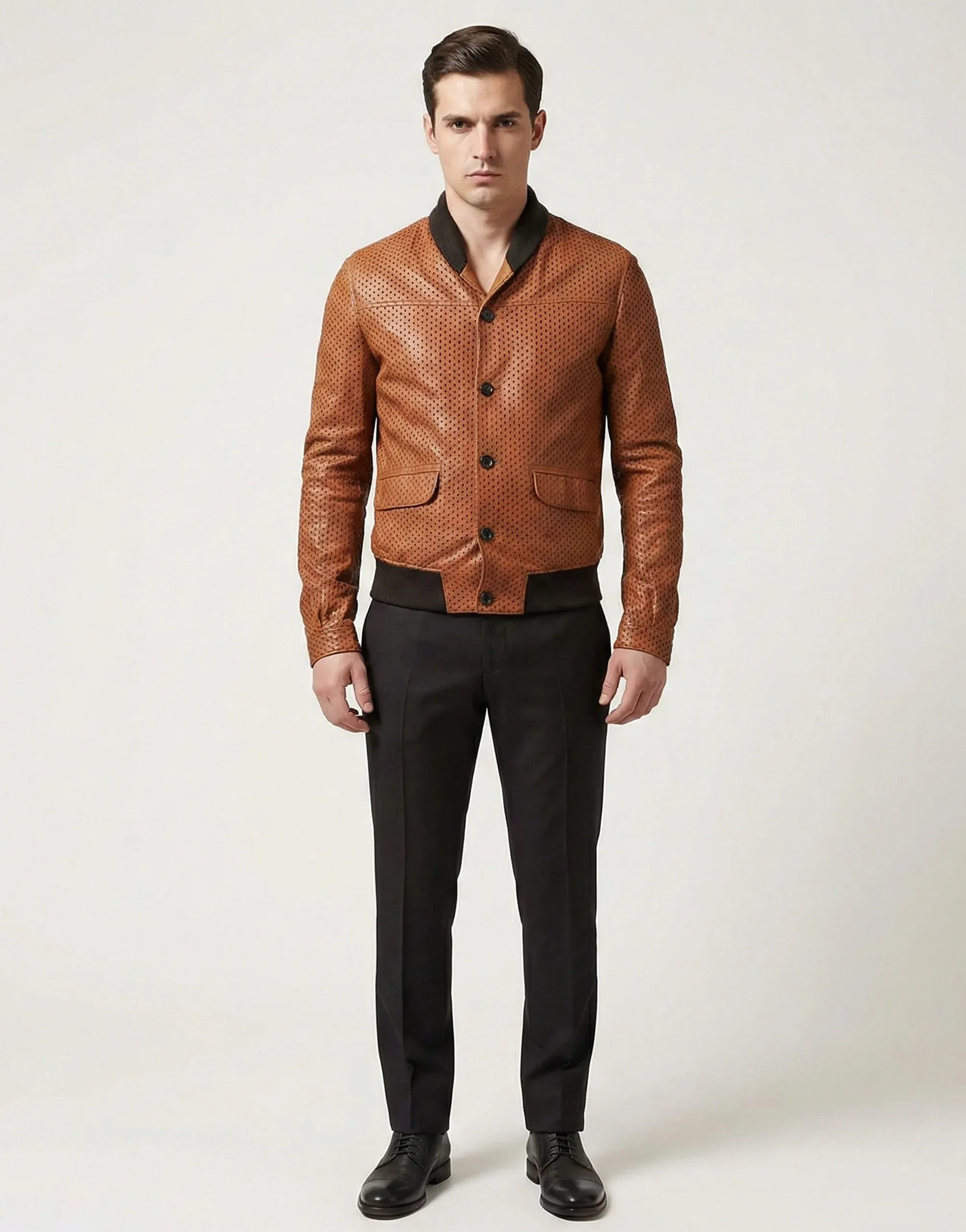 Dolce & Gabbana Perforated Leather Bomber Jacket