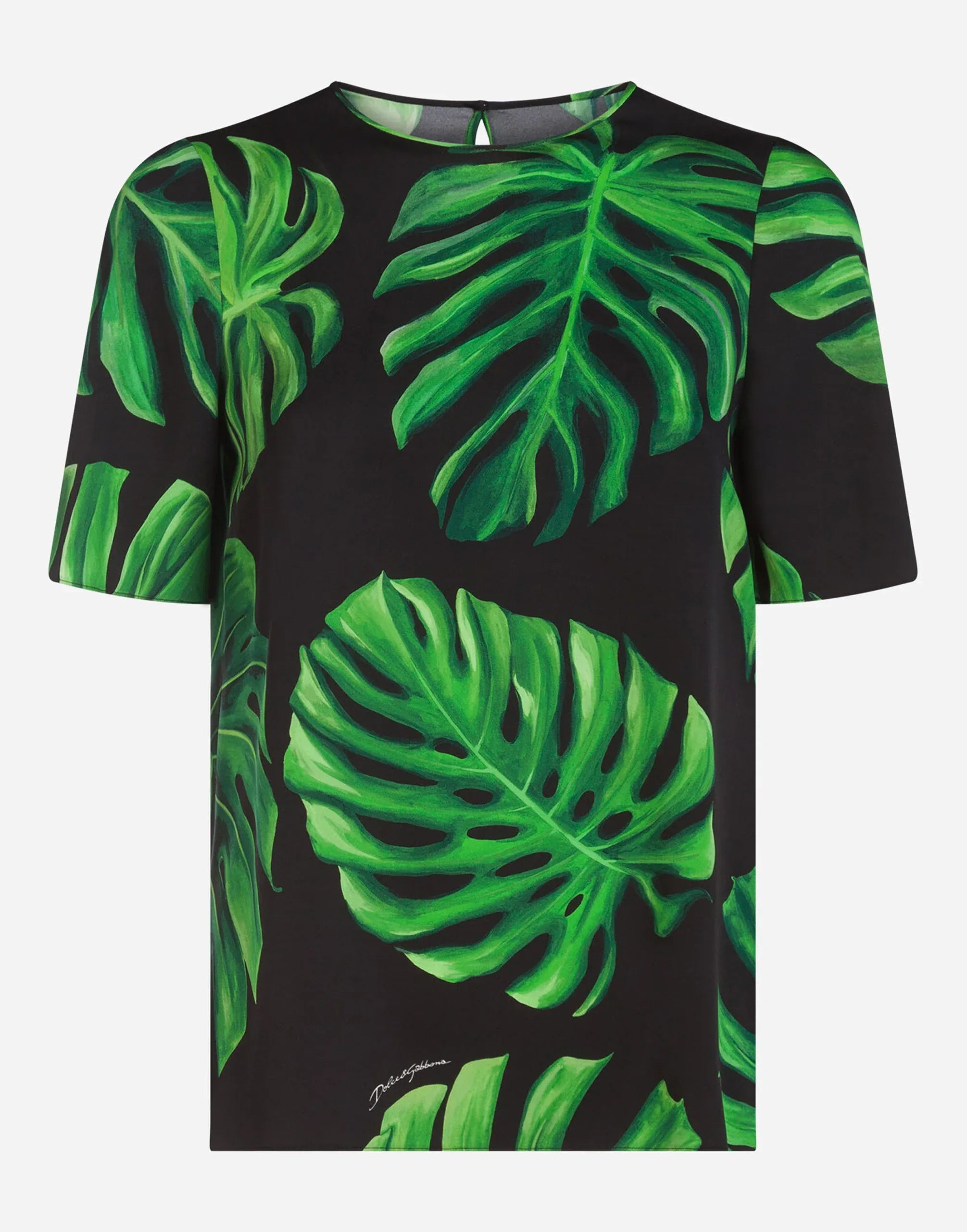 Dolce & Gabbana Philodendron-Print Charmeuse Silk Blouse
