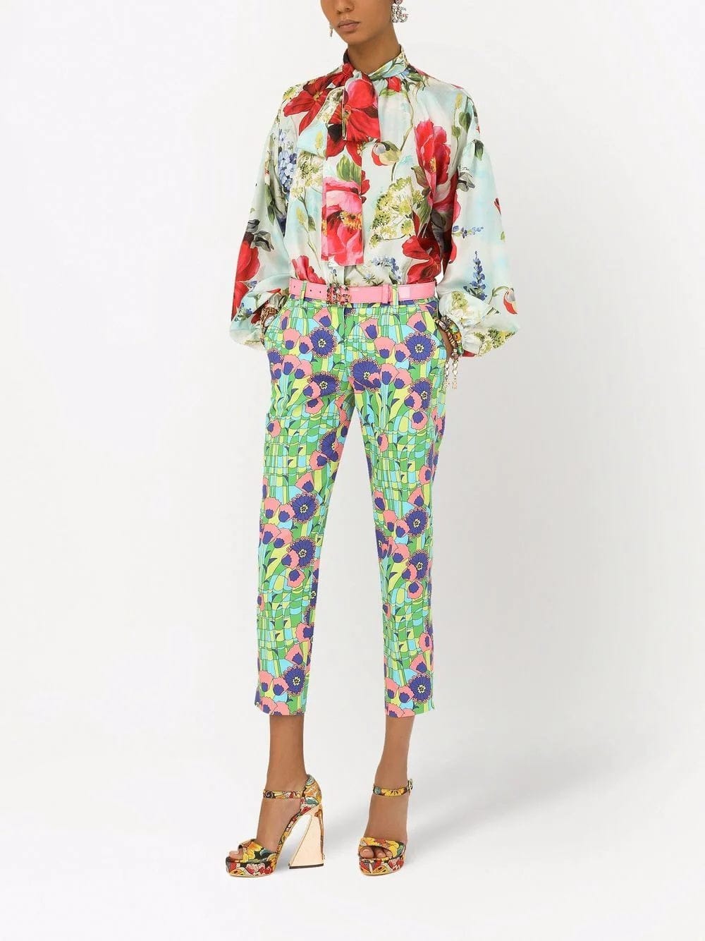 Dolce & Gabbana Pictorial Garden Print Habotai Shirt