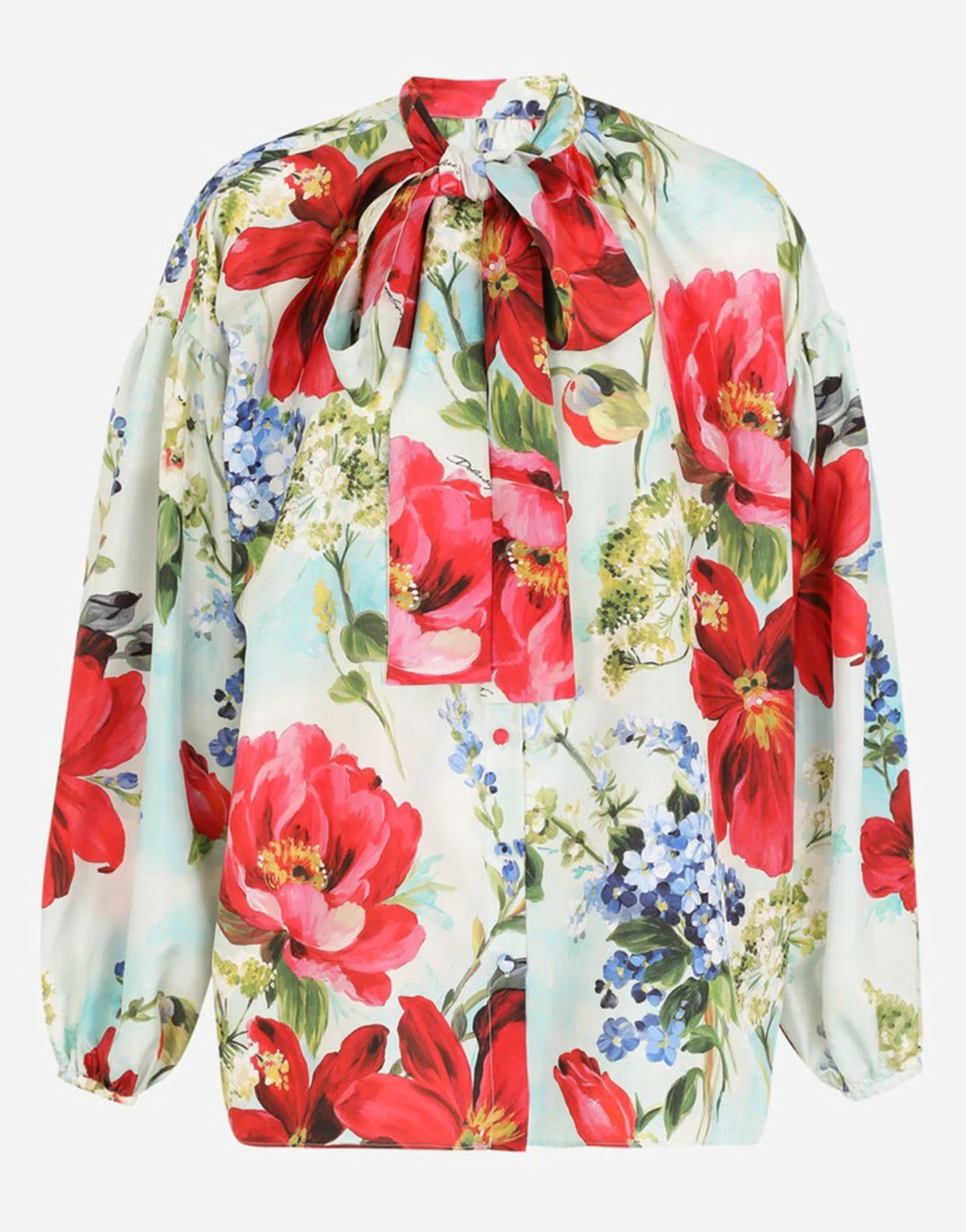 Dolce & Gabbana Pictorial Garden Print Habotai Shirt