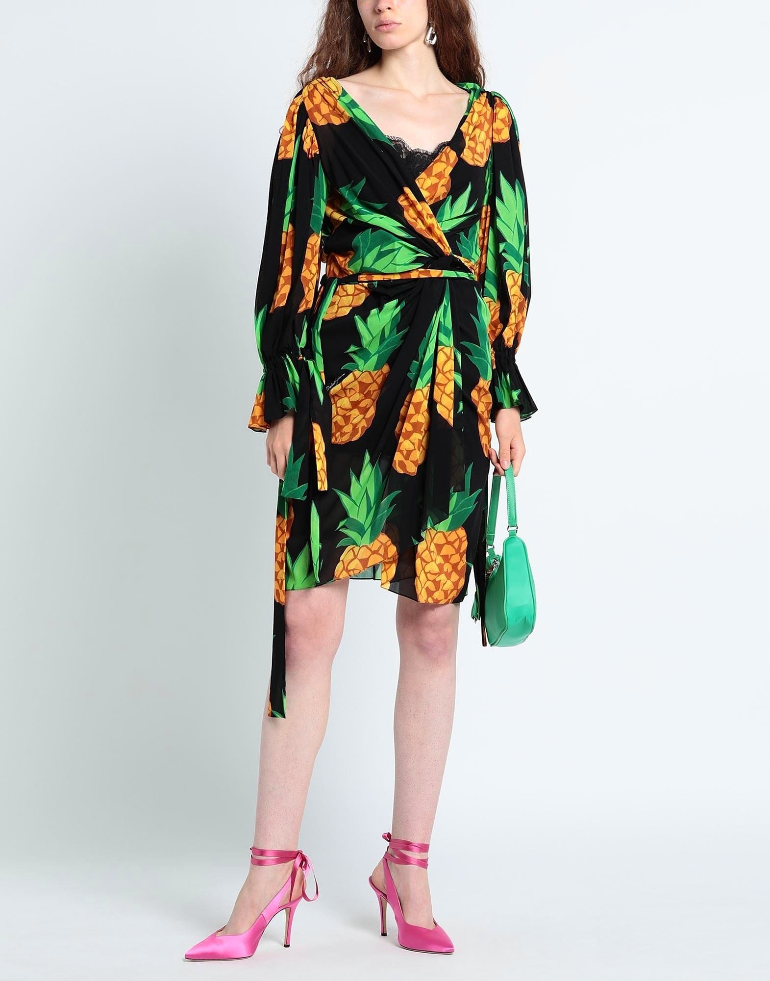 Dolce & Gabbana Pineapple-Print Silk Mini Dress