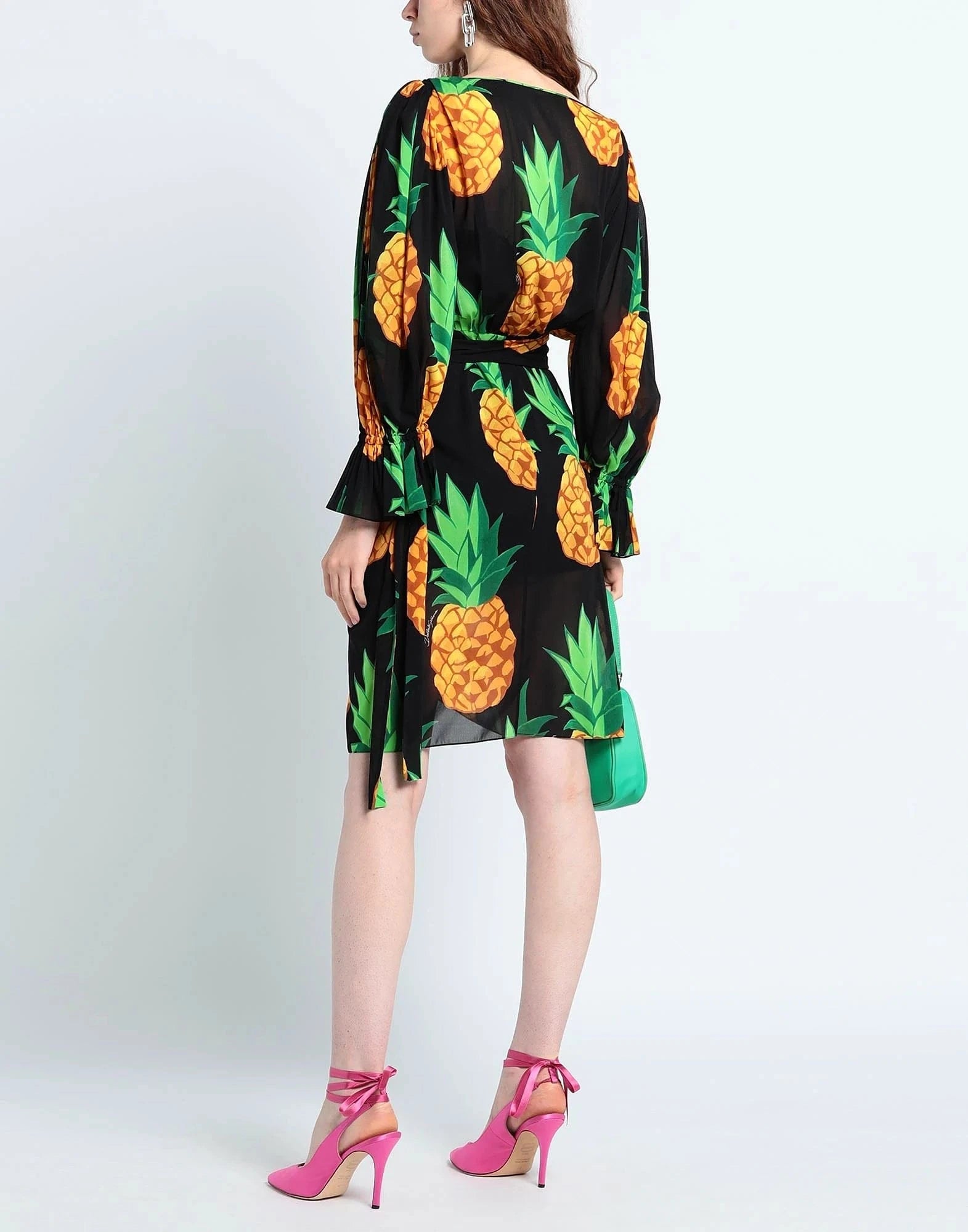 Dolce & Gabbana Pineapple-Print Silk Mini Dress