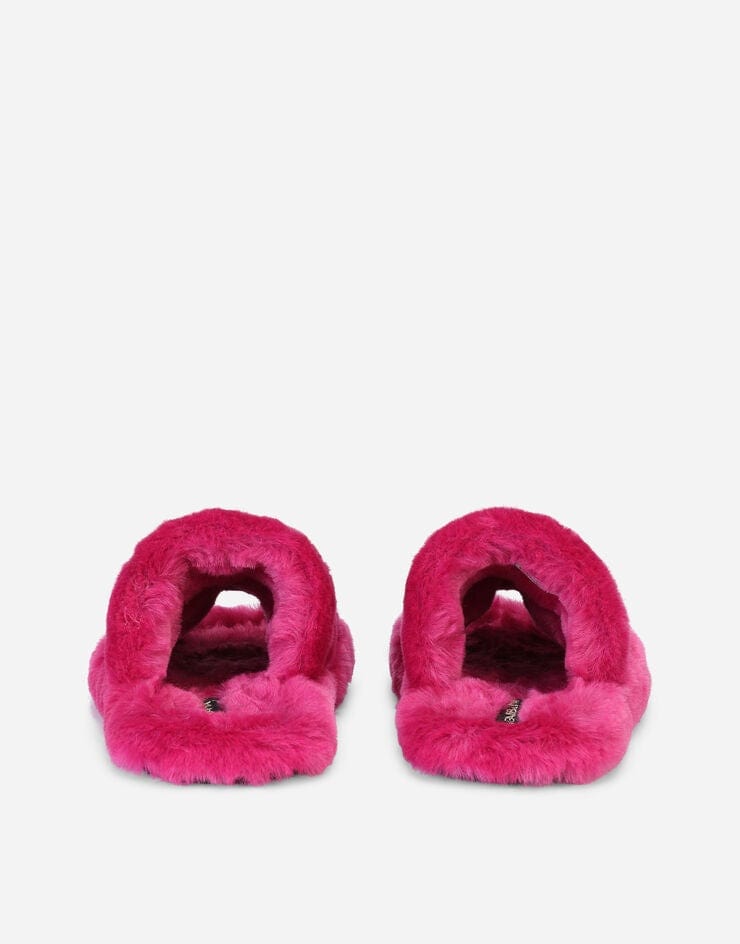 Dolce & Gabbana Pink Faux Fur Slides