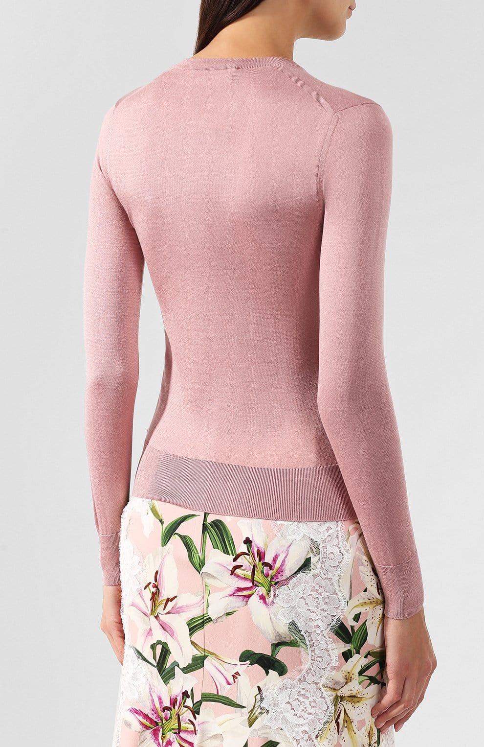 Dolce & Gabbana Pink Floral-Appliqué Silk Cardigan