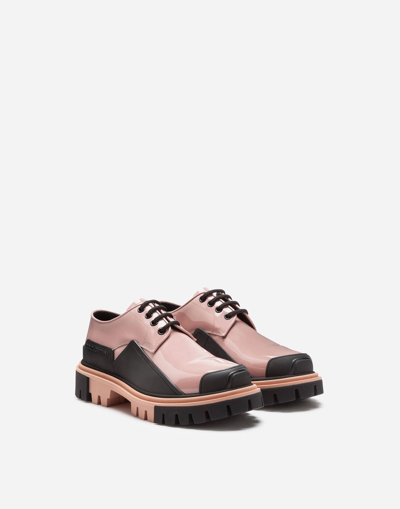 Dolce & Gabbana Pink Patent Leather Trekking Derby Shoes