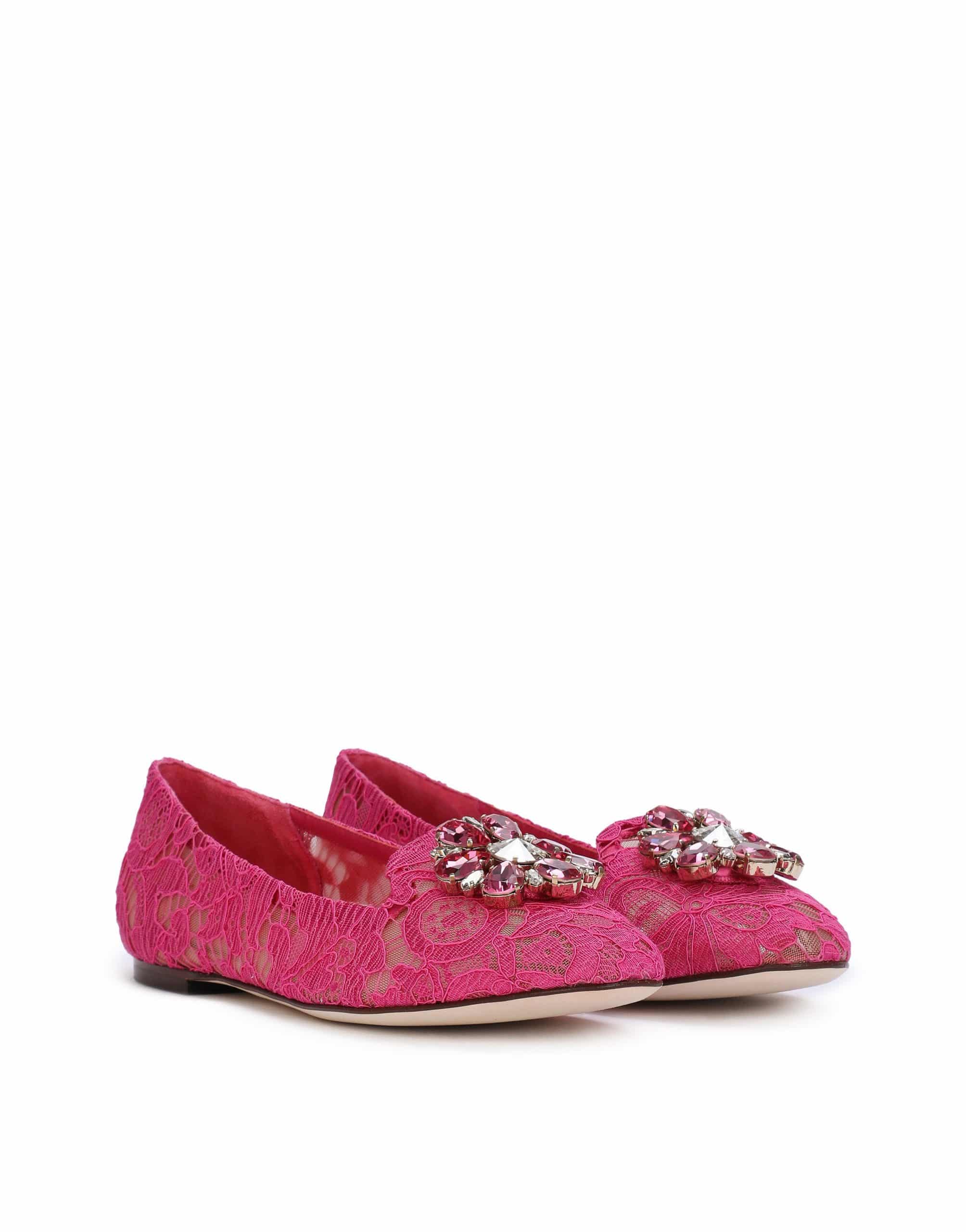 Dolce & Gabbana Pink Taormina Lace Vally Slippers