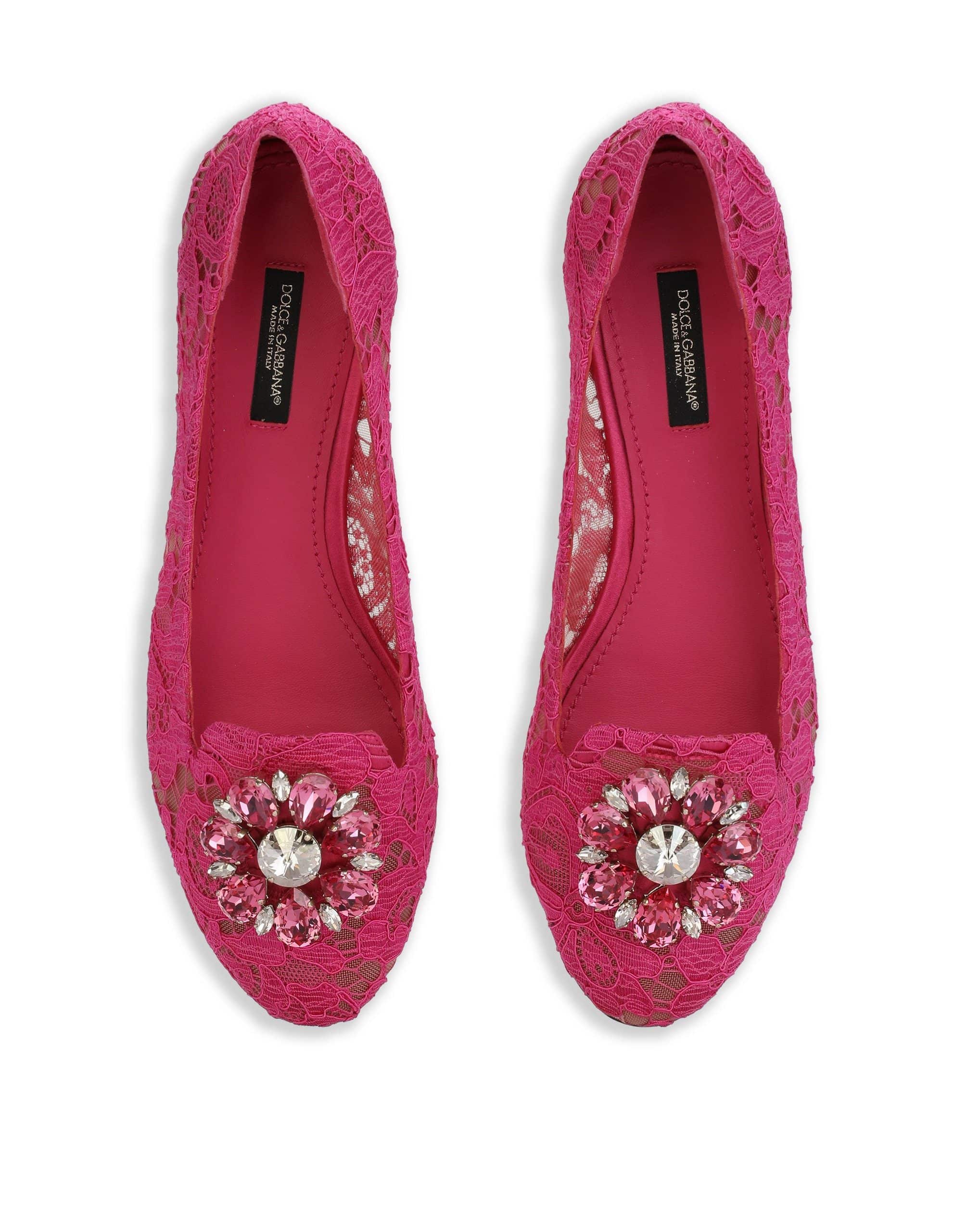 Dolce & Gabbana Pink Taormina Lace Vally Slippers