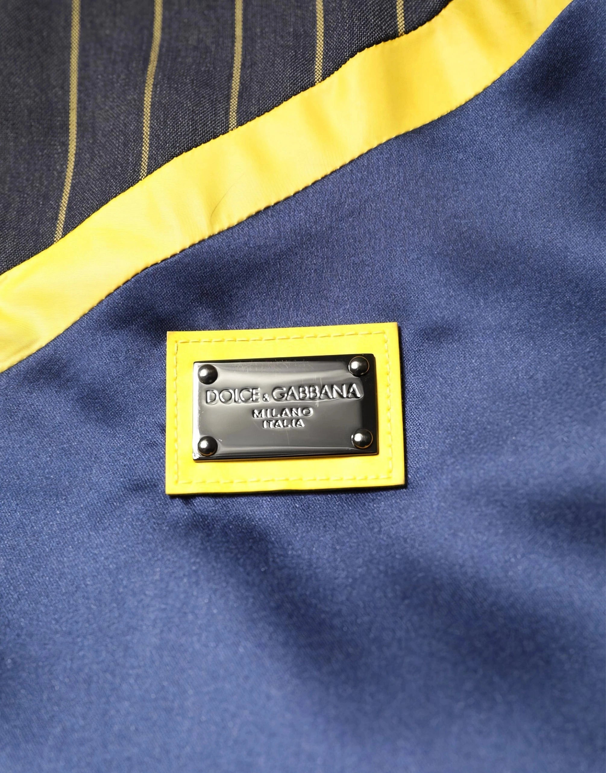 Dolce & Gabbana Pinstripe Logo Plaque Wool Jacket