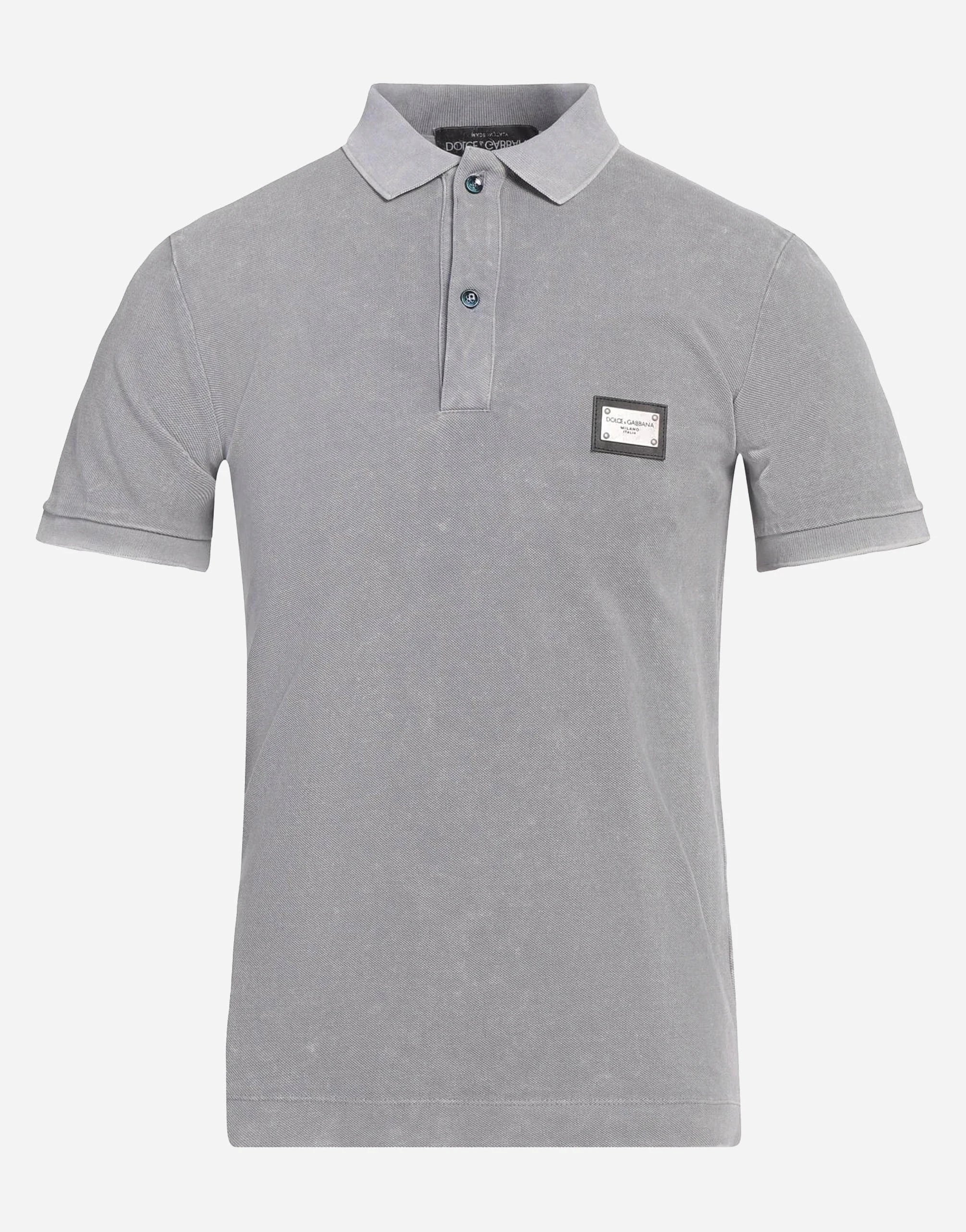 Dolce & Gabbana Plaque-Logo Cotton Polo Shirt