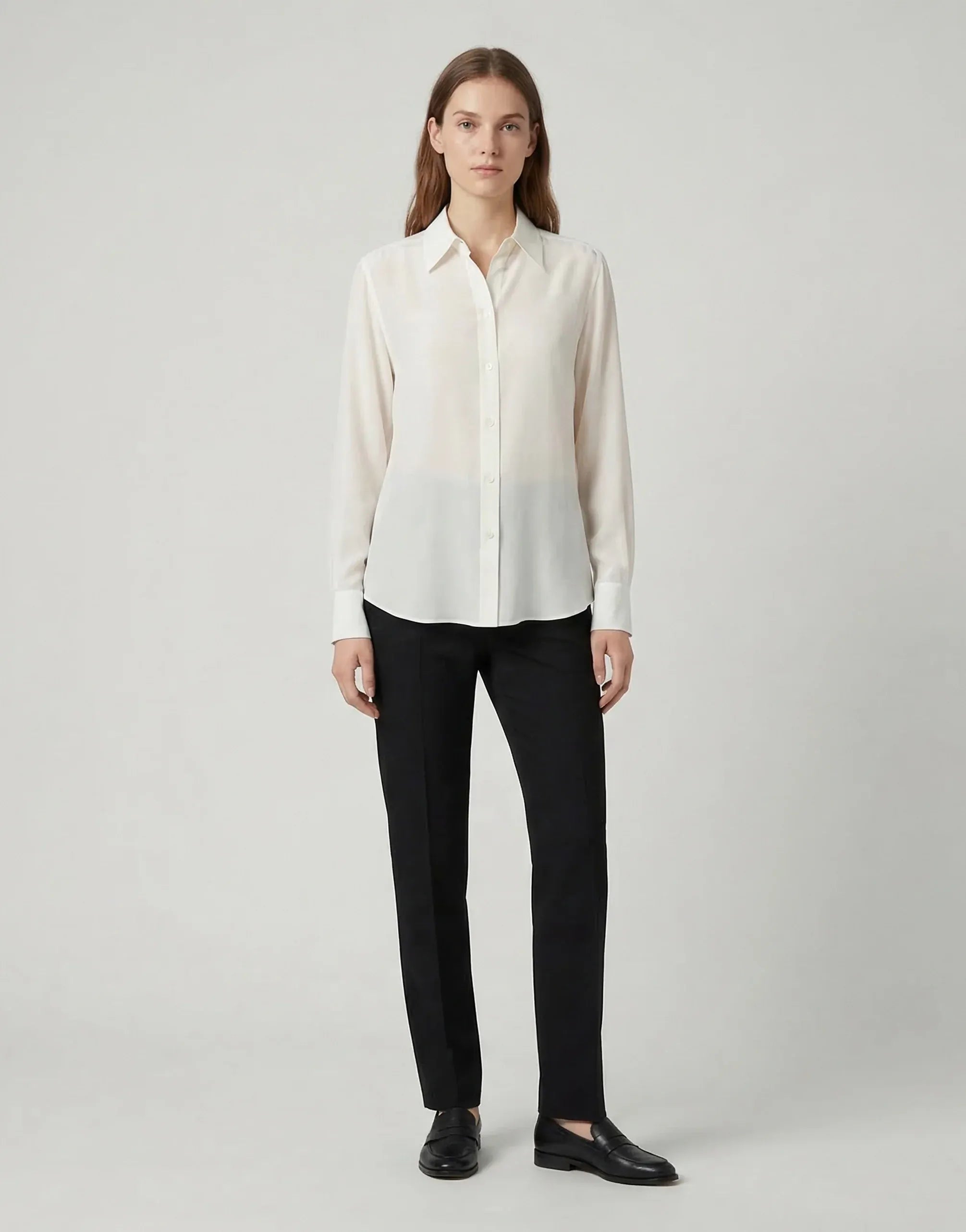 Point Collar Silk Shirt - alternate view