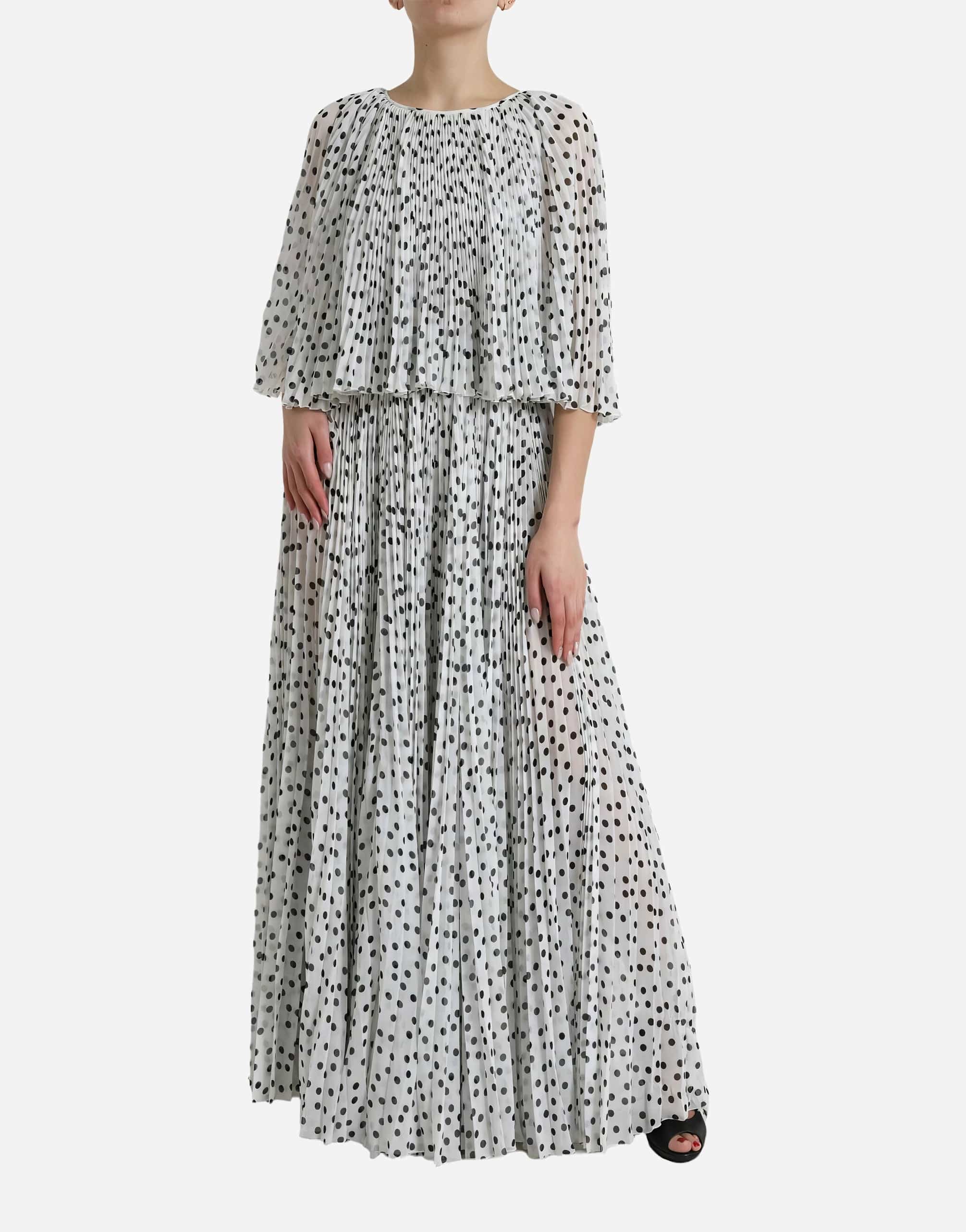 Dolce & Gabbana Polka Dot Pleated Maxi Dress