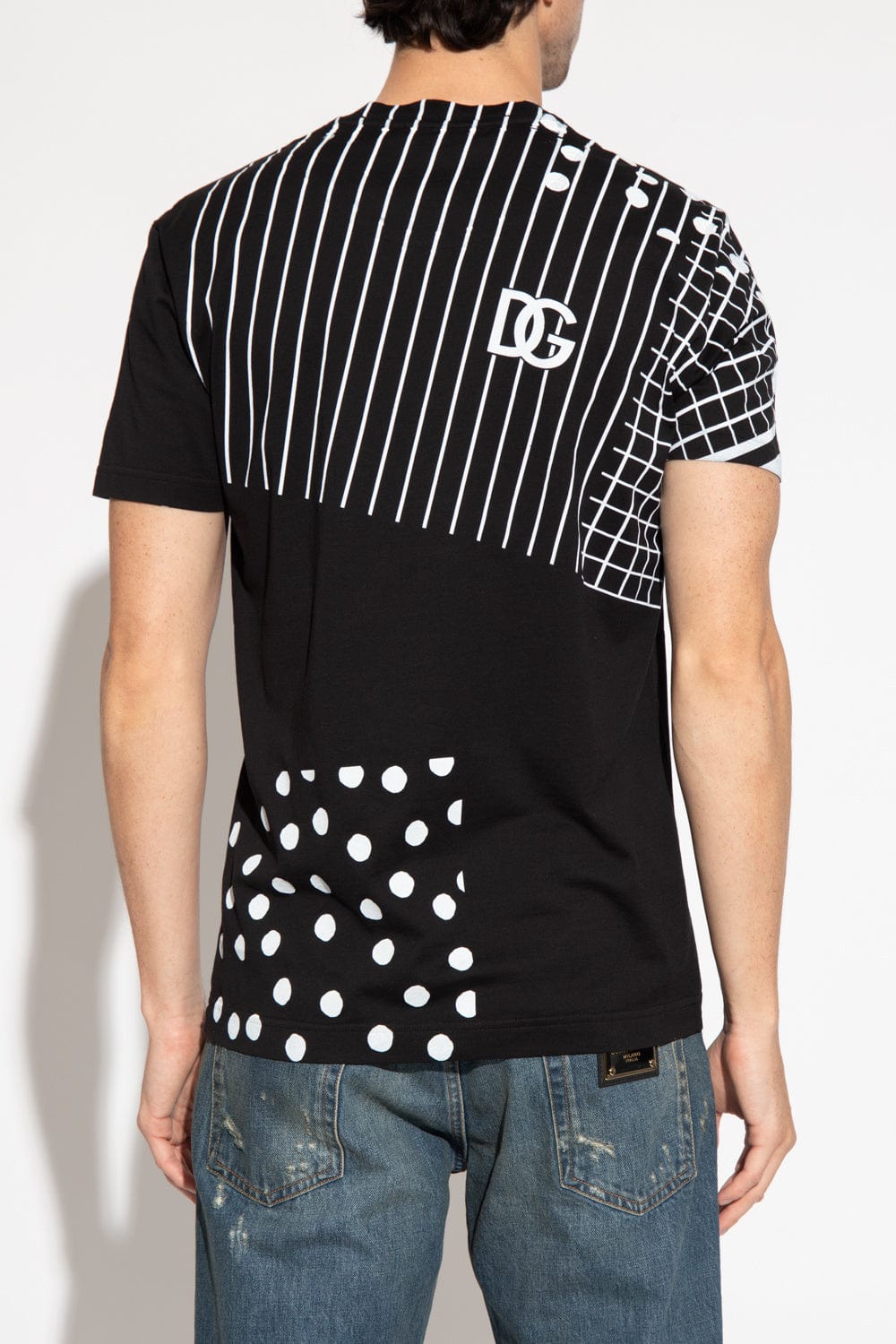 Dolce & Gabbana Polka-Dot Print Logo Cotton T-Shirt