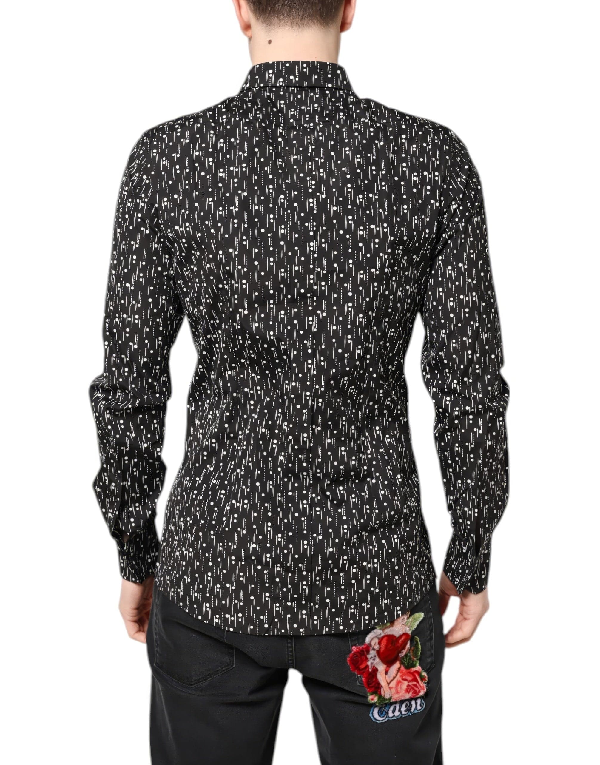 Dolce & Gabbana Polka-Dot Print Rose Embroidery Shirt