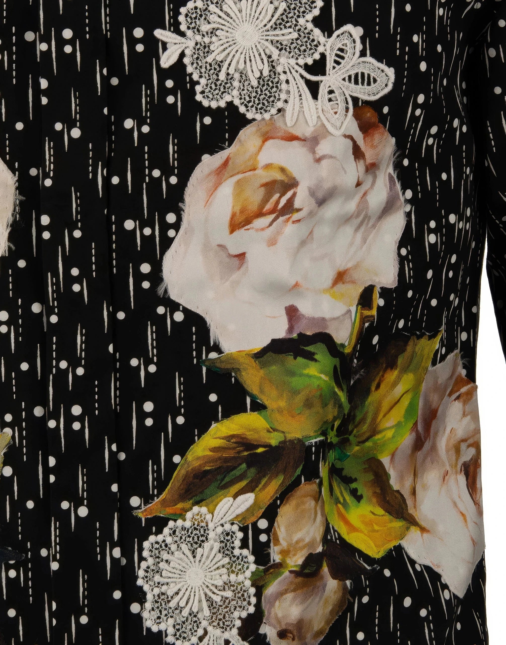 Dolce & Gabbana Polka-Dot Print Rose Embroidery Shirt