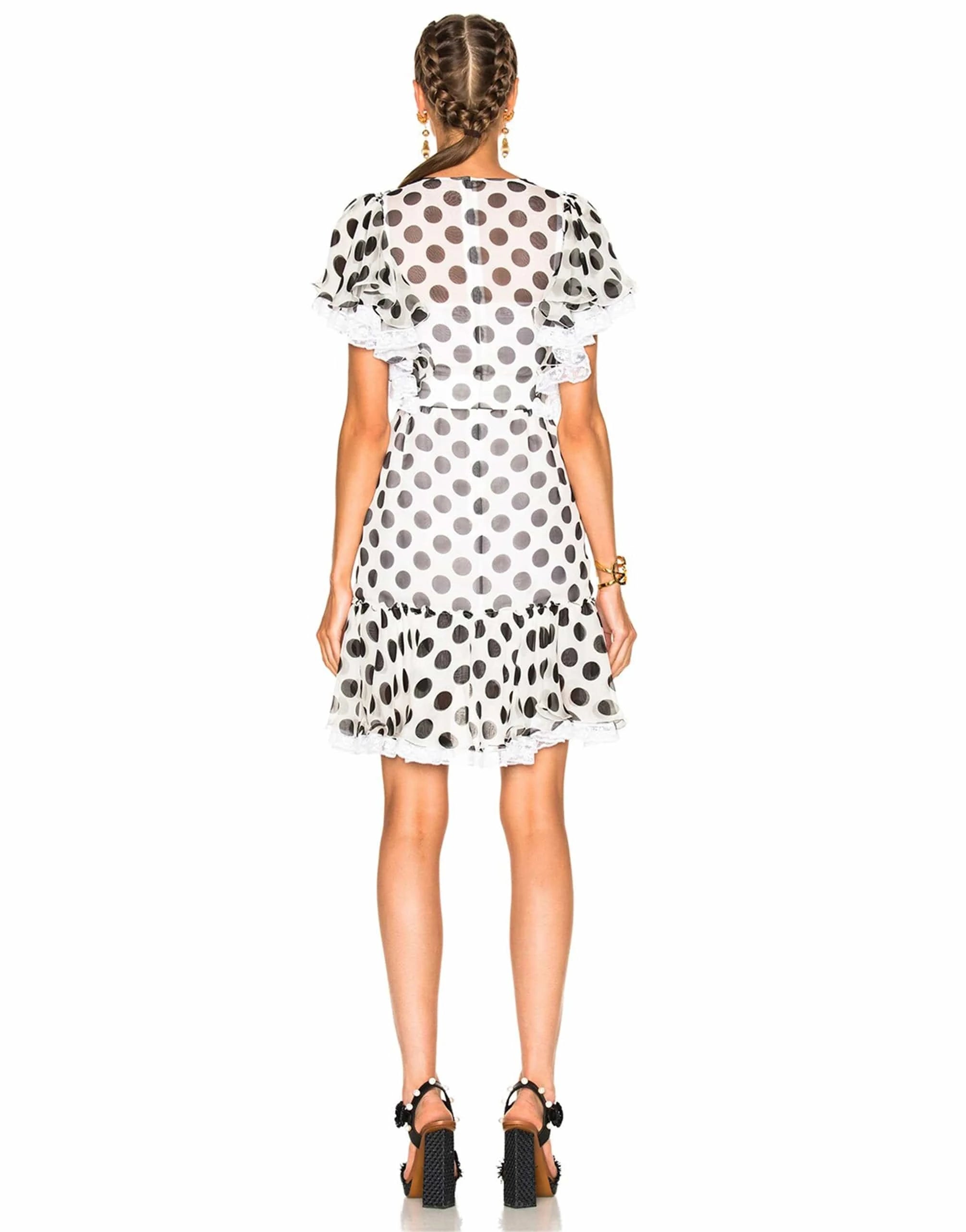 Dolce & Gabbana Polka-Dot Print Ruffle Mini Dress