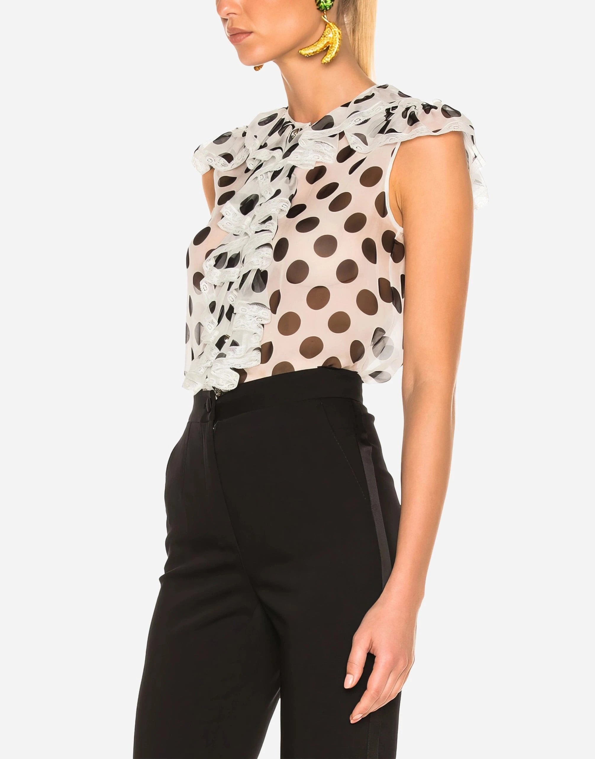 Dolce & Gabbana Polka-Dot Print Sleeveless Blouse