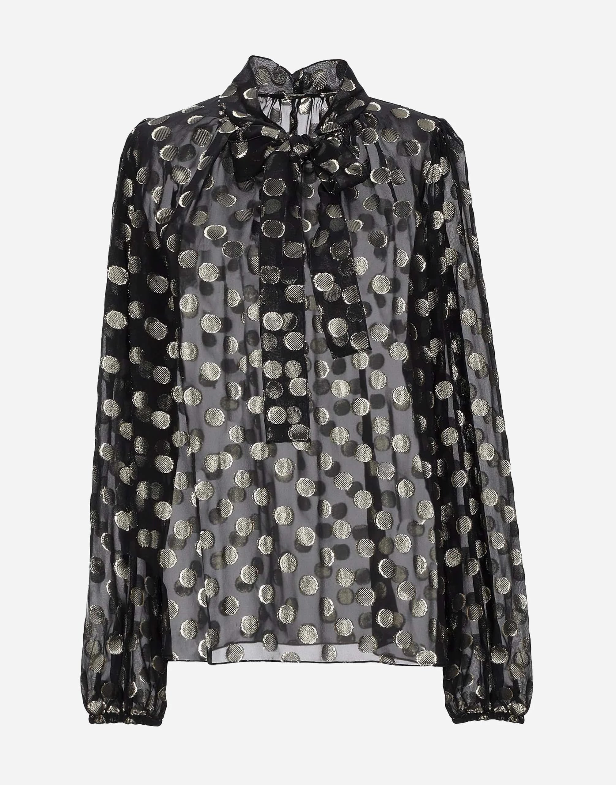 Dolce & Gabbana Polka Dot Pussy-Bow Silk Blouse