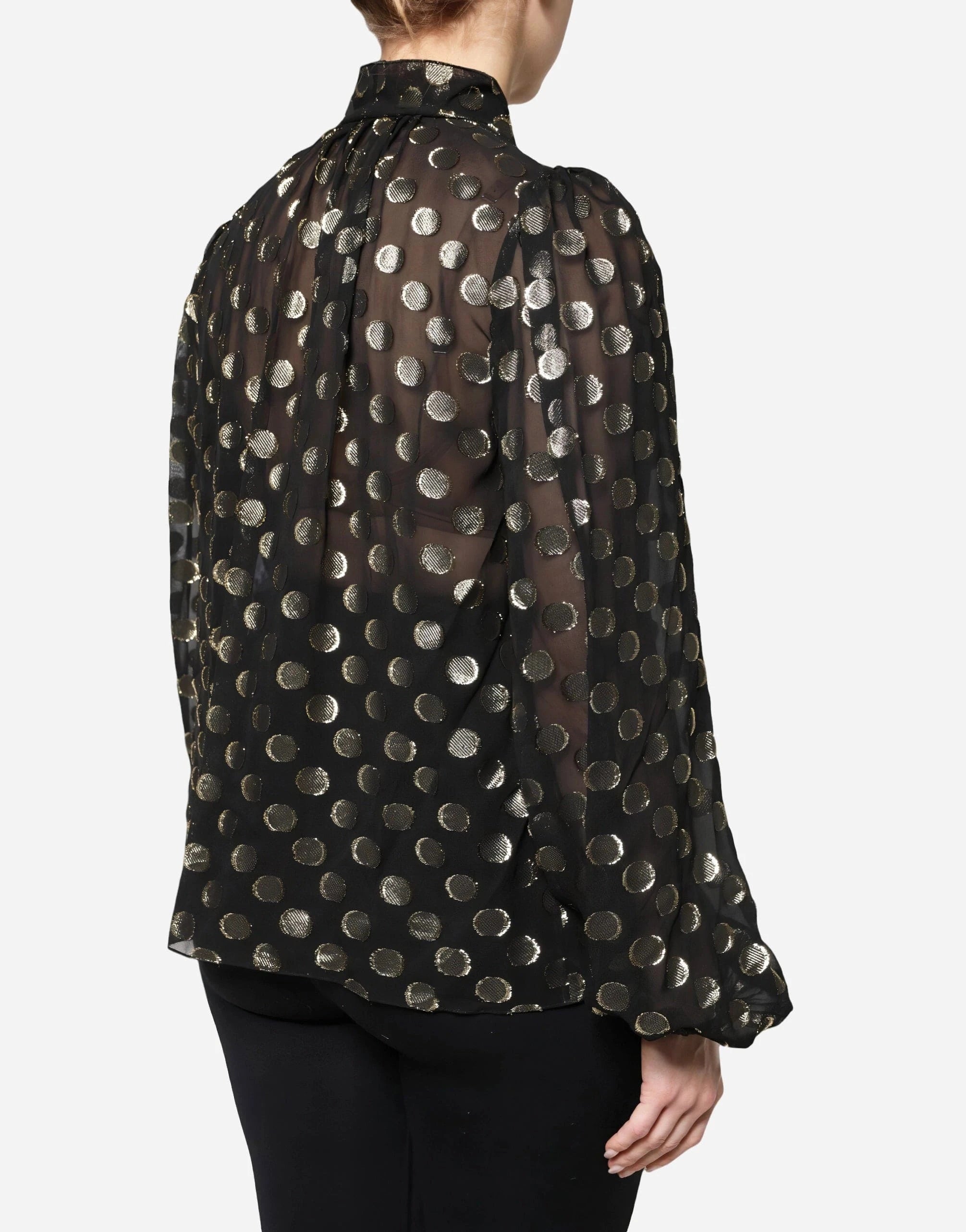 Dolce & Gabbana Polka Dot Pussy-Bow Silk Blouse