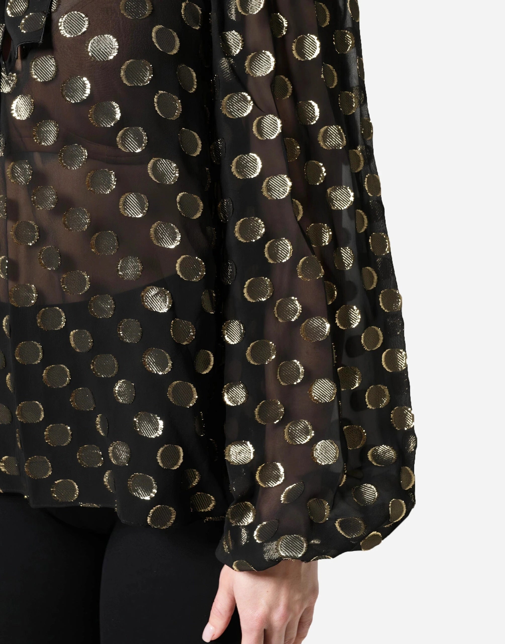 Dolce & Gabbana Polka Dot Pussy-Bow Silk Blouse