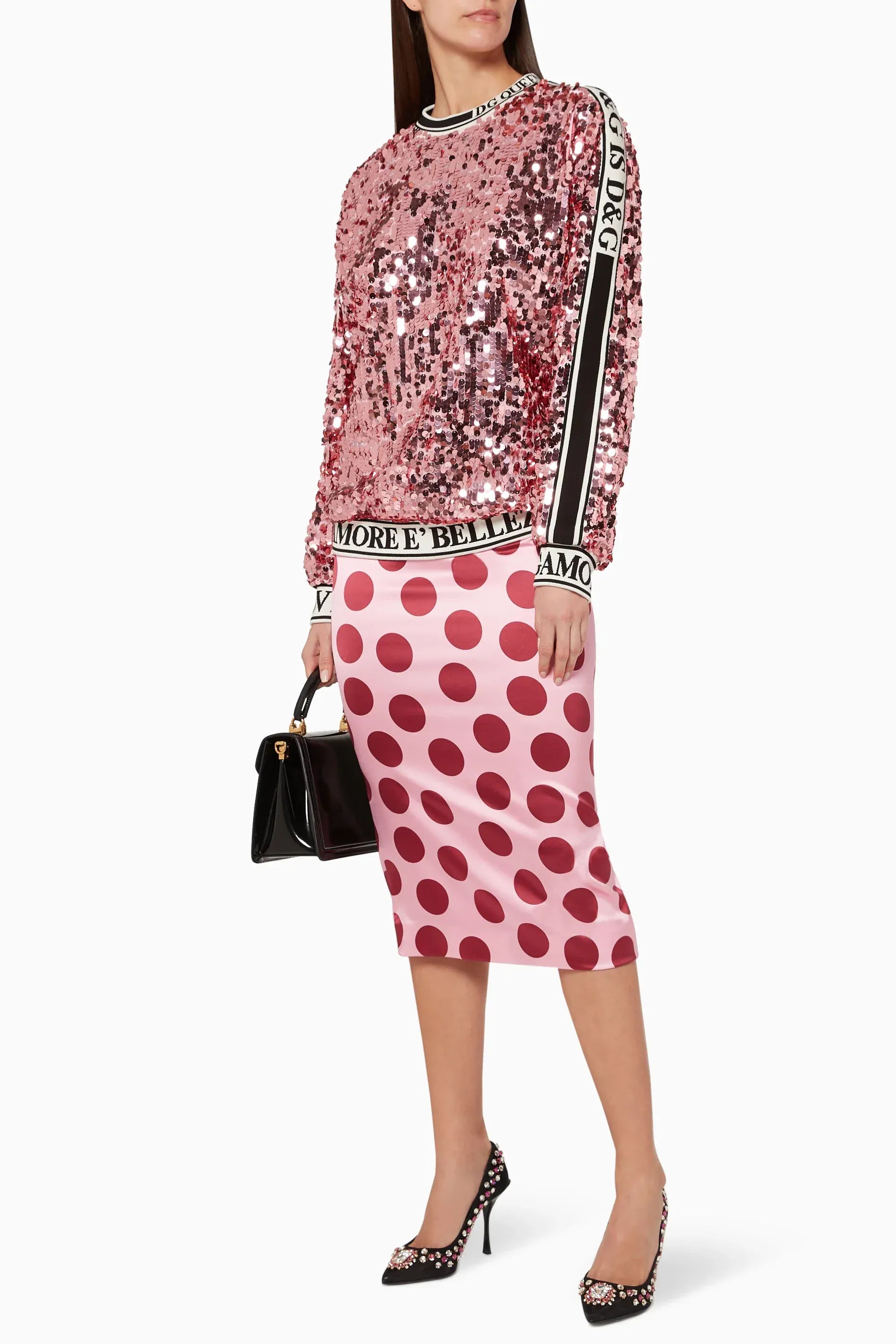 Dolce & Gabbana Polka-Dot Silk Pencil Skirt