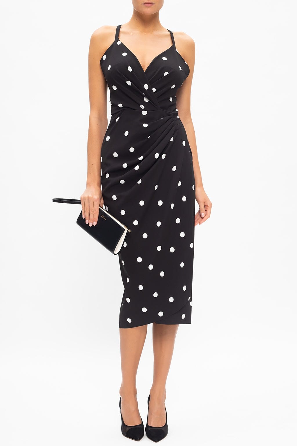 Dolce & Gabbana Polka Dot Wrap Midi Dress